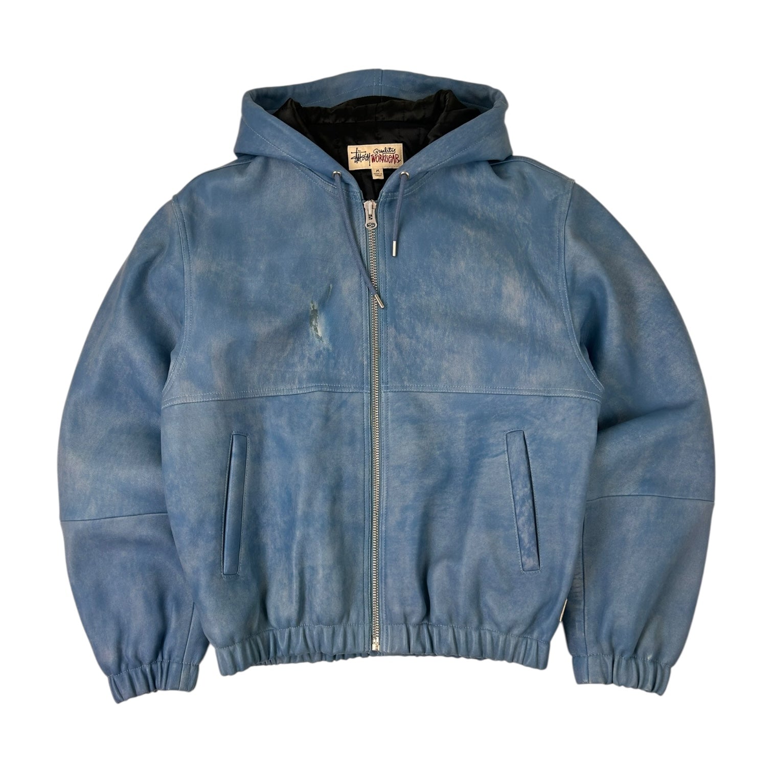Stussy Stone Wash Leather Work Jacket Washed Blue