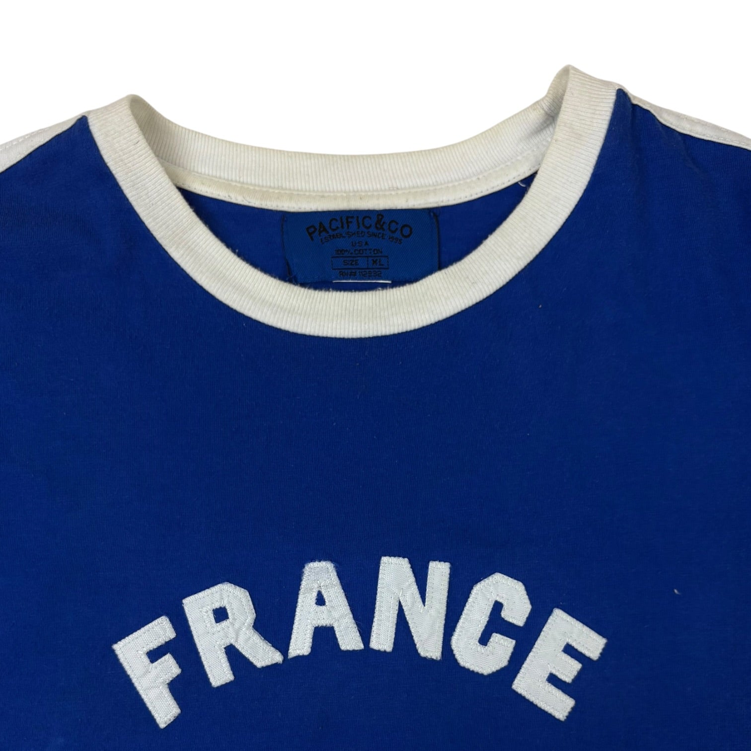 Vintage France Football Federation Ringer Tee Blue