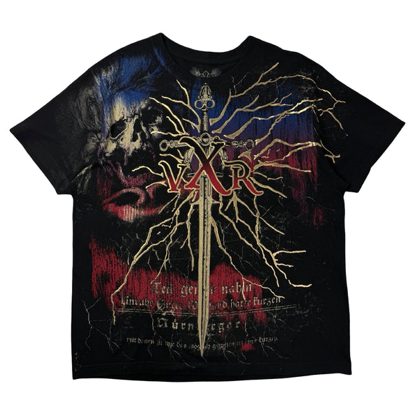 Vintage Y2K Xzavier Lightning Skull T-Shirt Black