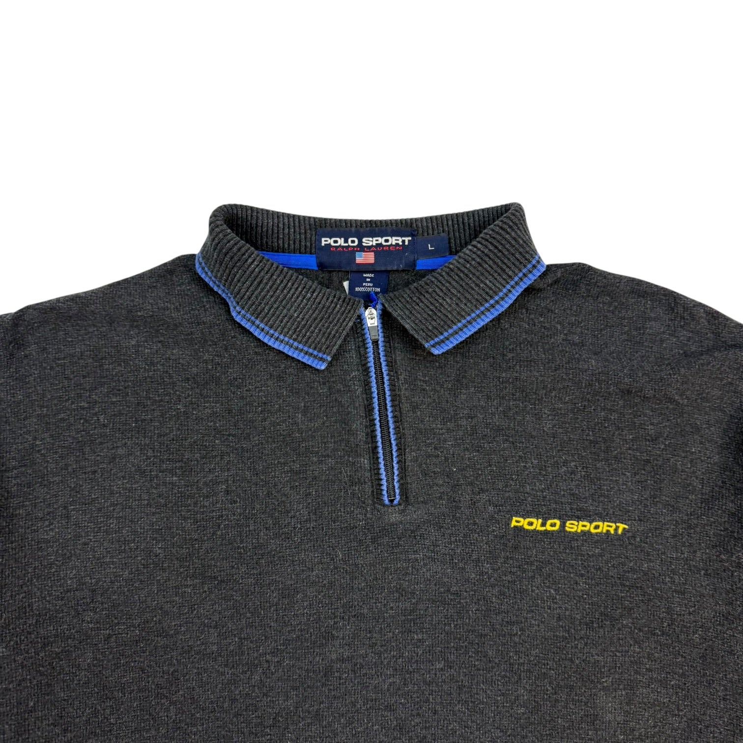 Vintage Polo Sport Ralph Lauren L/S Zip Polo Grey
