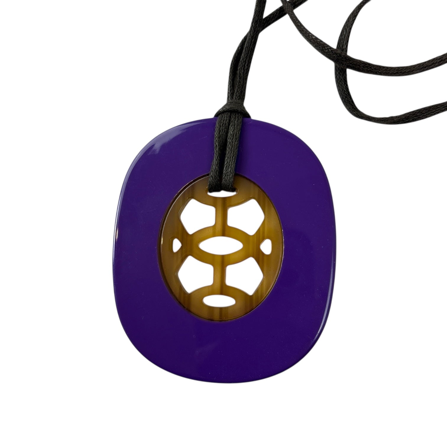 Hermes Buffalo Horn & Cherry Lacquer Pendant