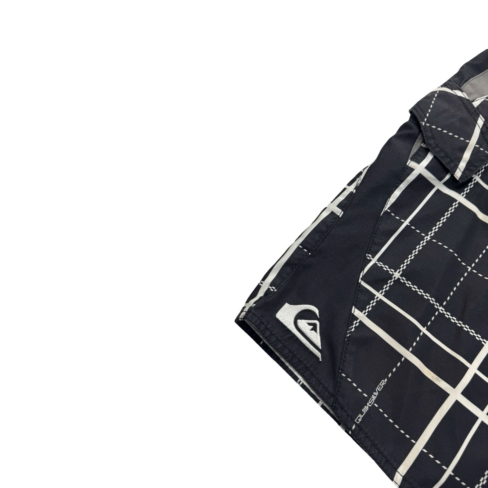 Y2K Quiksilver Embroidered Surf Board Shorts Blk/Wht