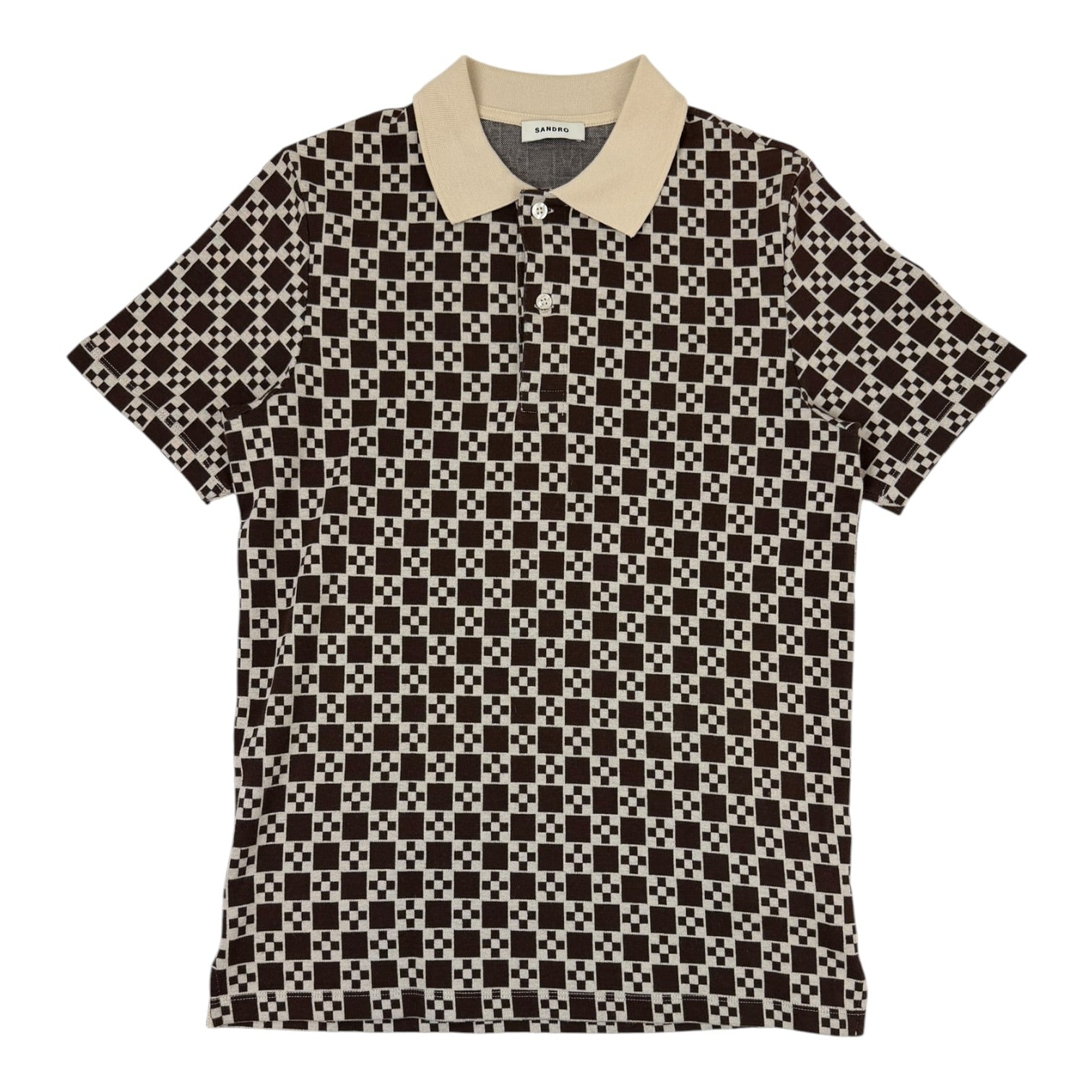 Sandro Jacquard Polo Shirt Brown