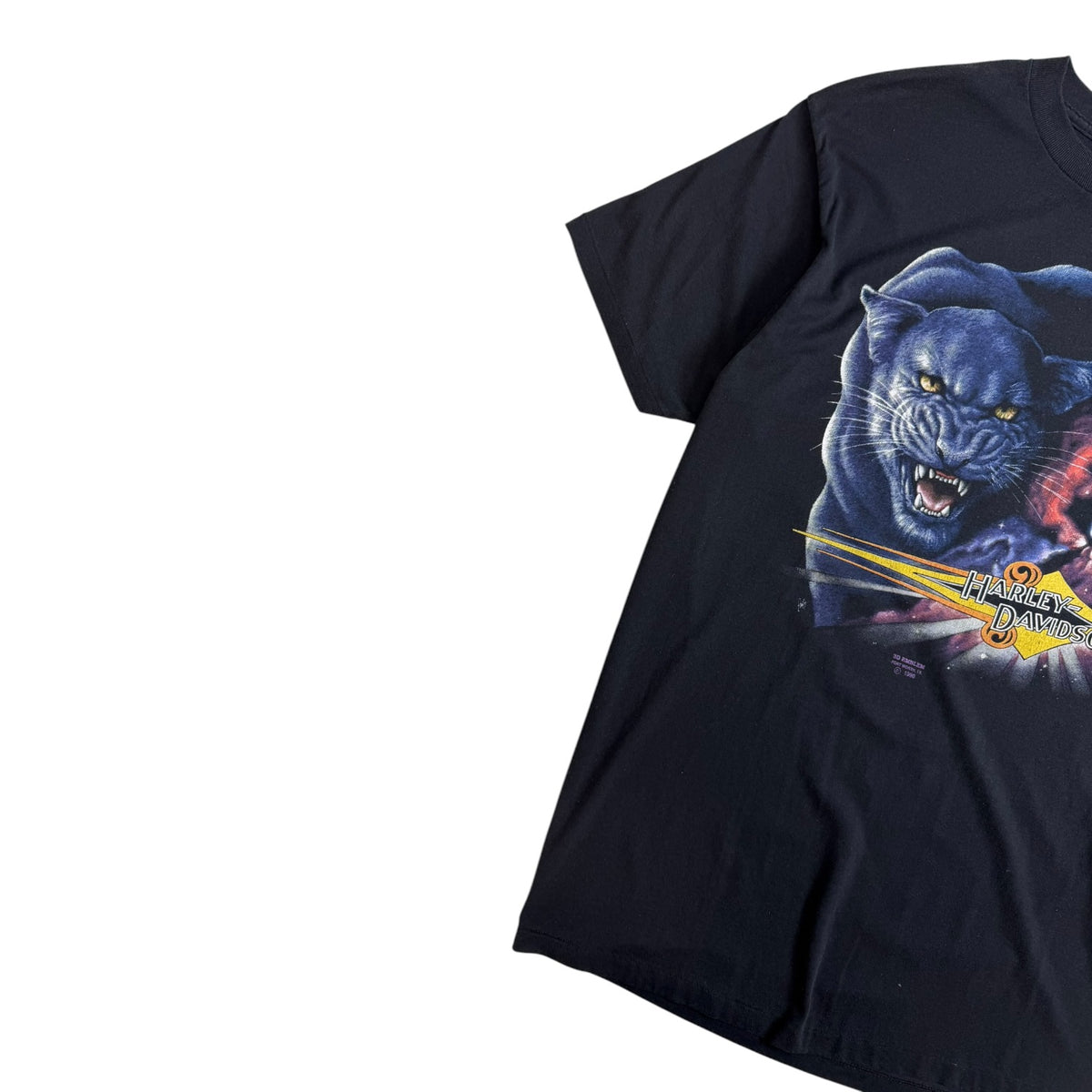 Harley Davidson 1990 3D Emblem Panther T-Shirt Black