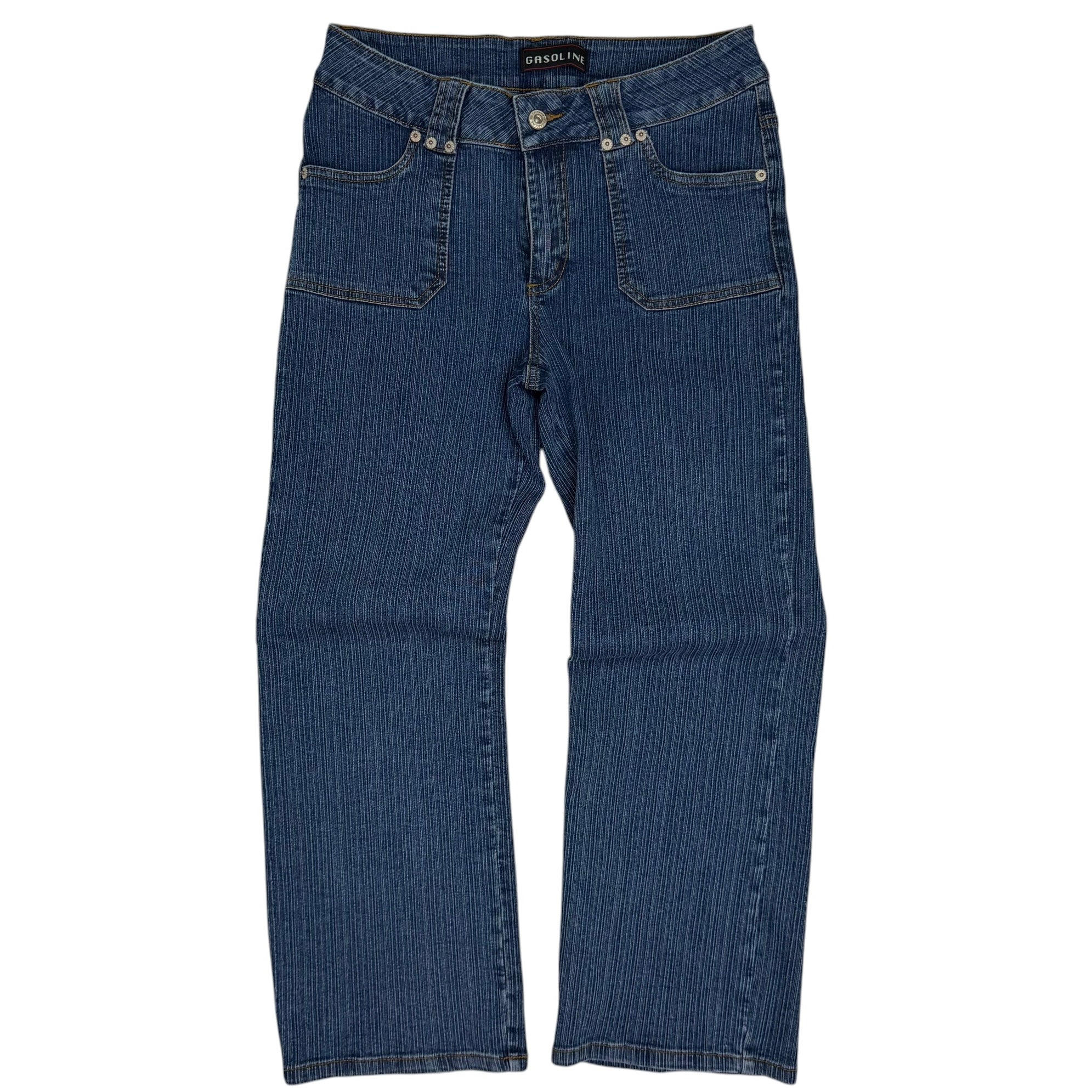 (W) Vintage Gasoline Medium Wash Utility Jeans Blue
