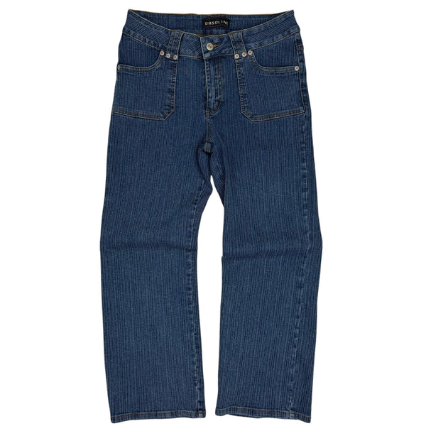 (W) Vintage Gasoline Medium Wash Utility Jeans Blue