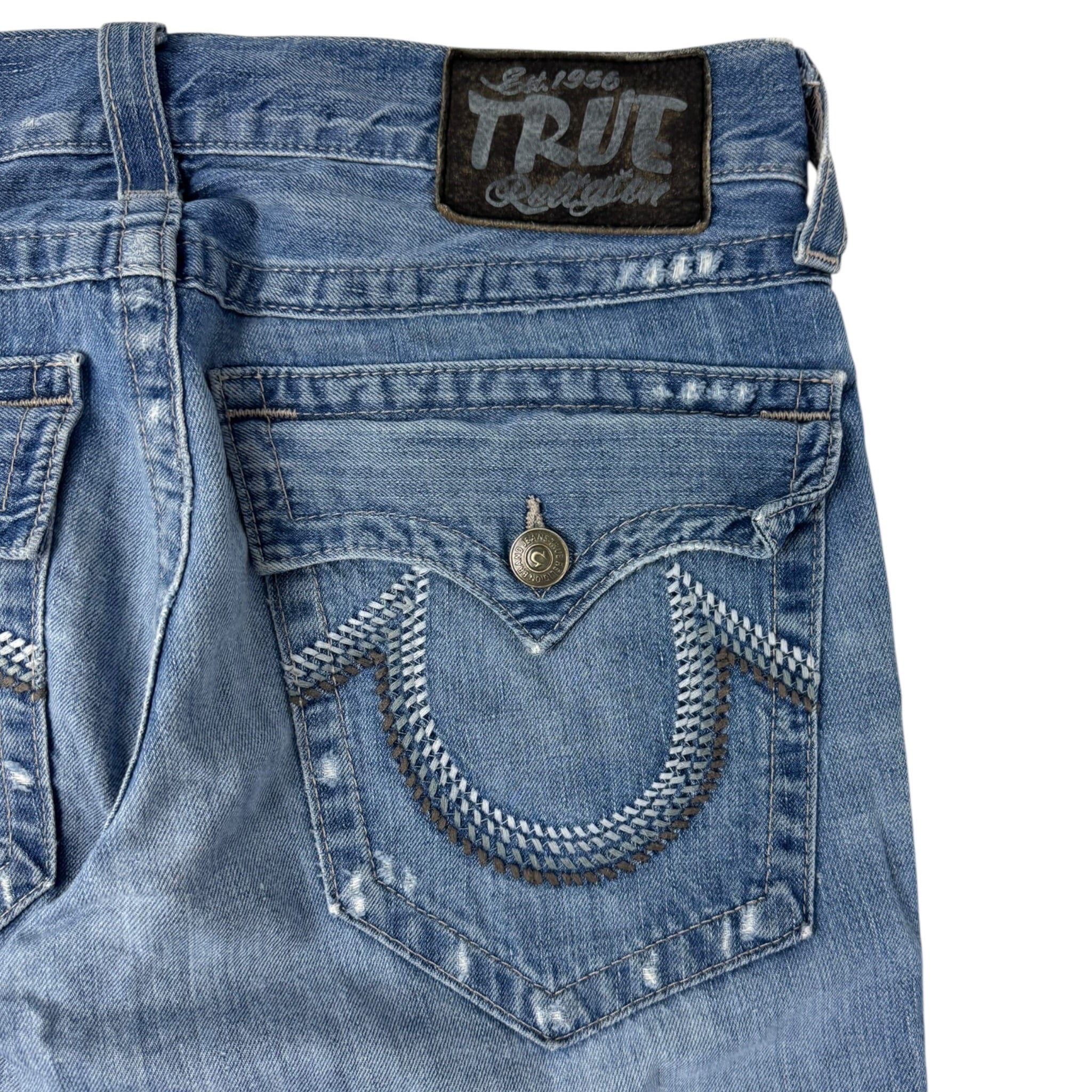 Vintage True Religion Light Wash Distressed Denim Pant