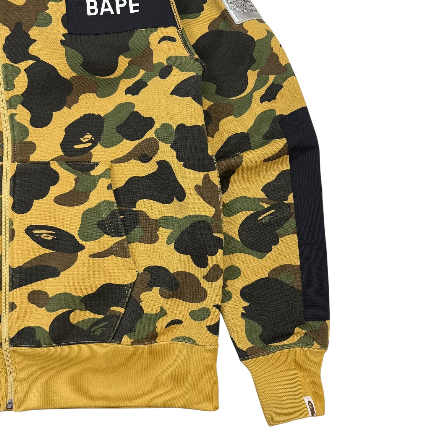 Bape 1st Camo Patched Wide Full Zip Hoodie Yellow/Camo