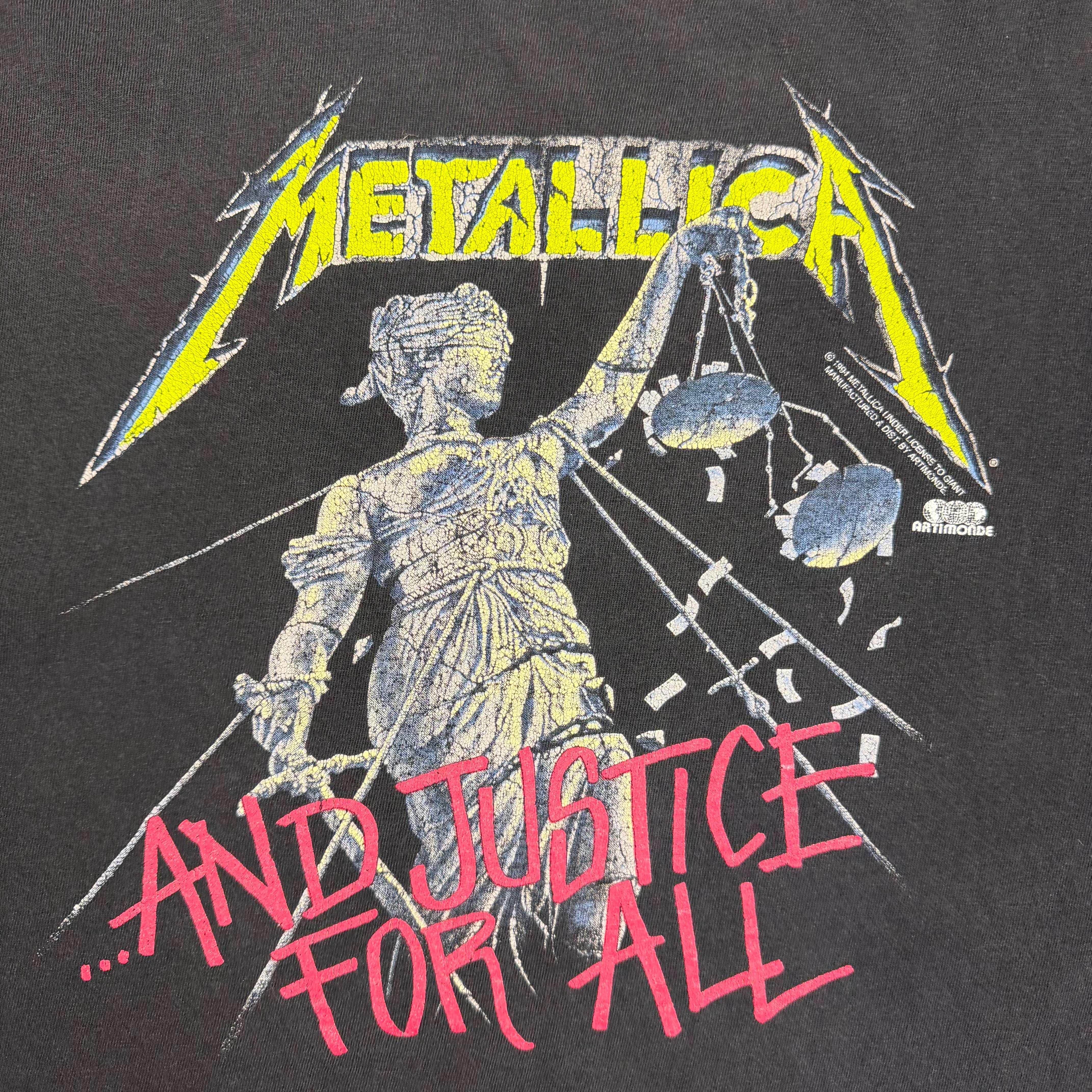 1994 Metallica Justice for All Distressed Tee Black