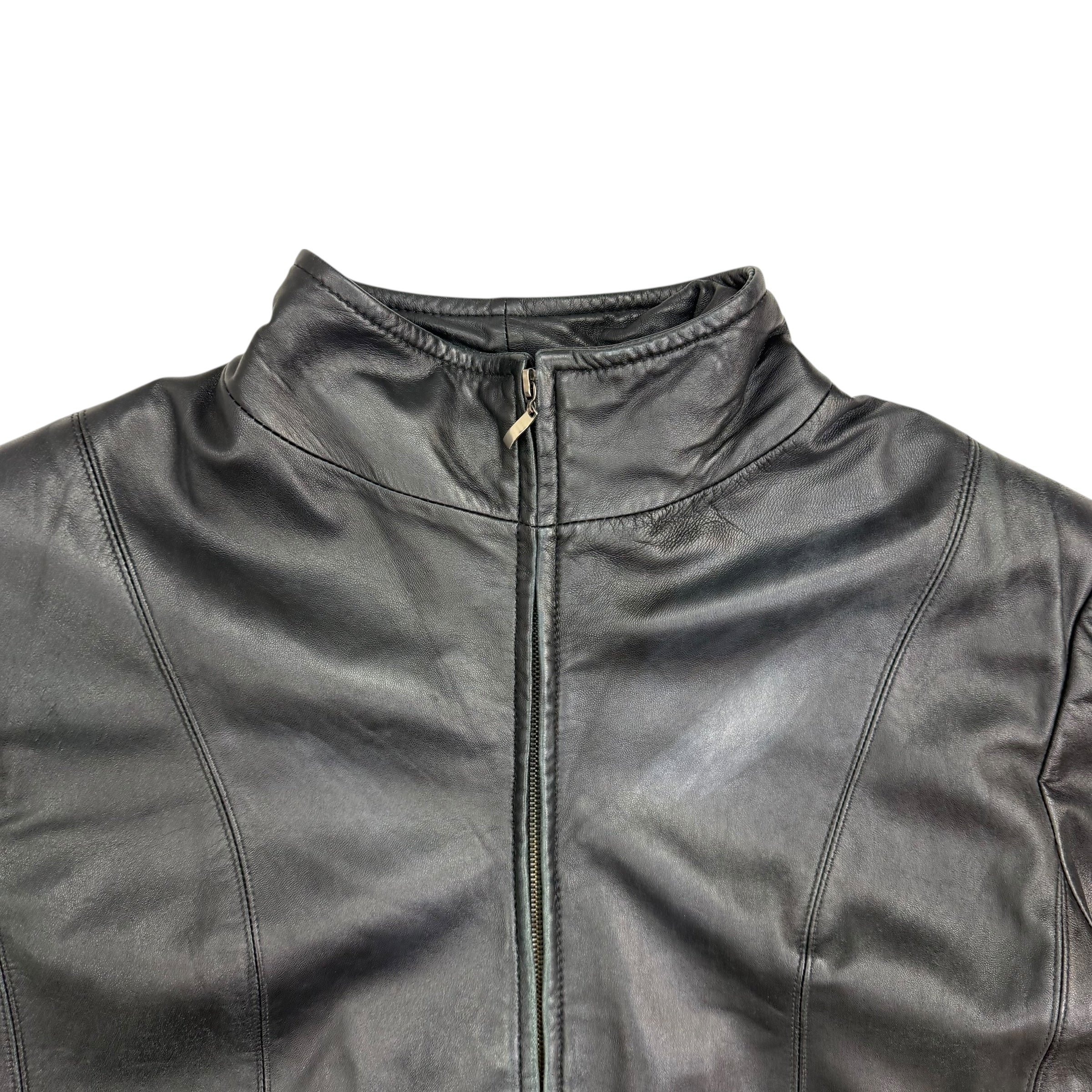 Vintage Leather Biker Jacket Black
