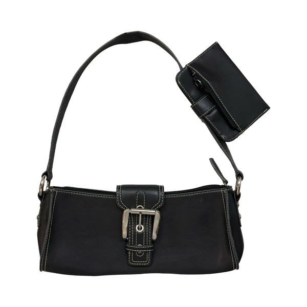 (W) Vintage Nine West Shoulder Bag And Coin Pouch Black