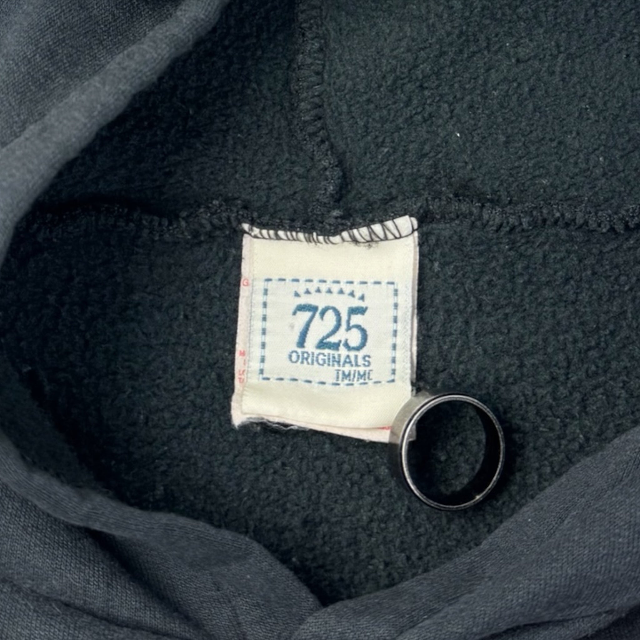 Vintage Y2K Flame Skull Hoodie Faded Black