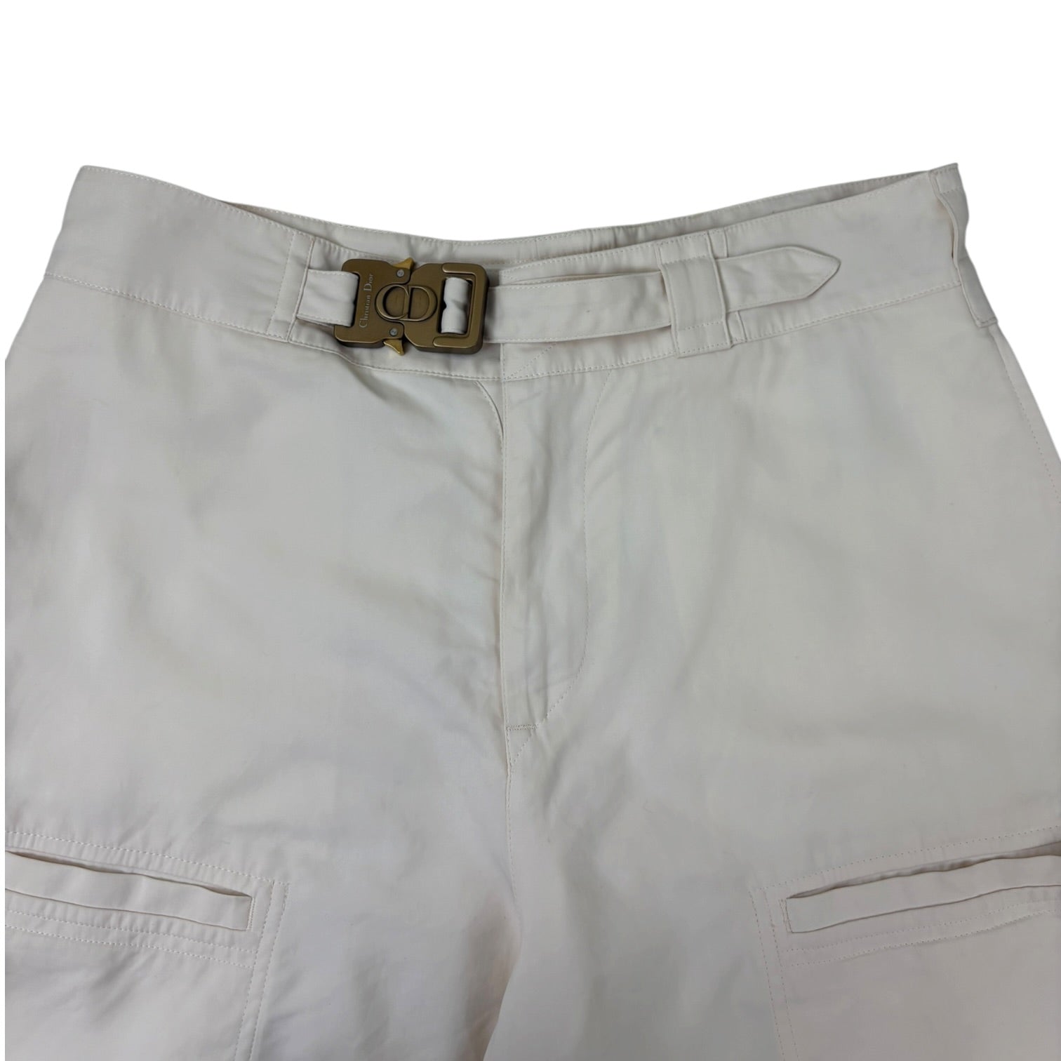 SS22 Christian Dior Cotton Satin Cargo Shorts White