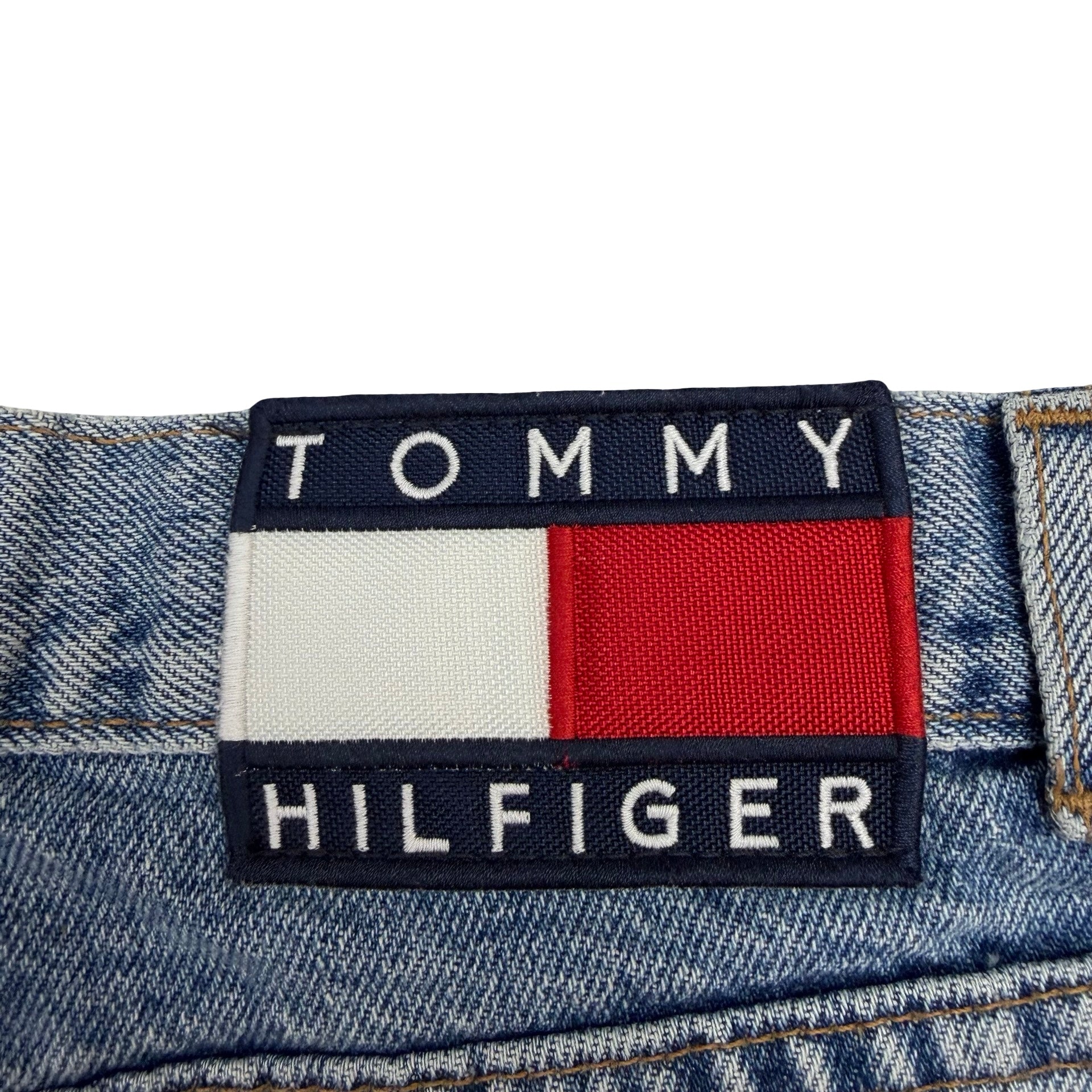 (W) Vintage Tommy Hilfiger Light Wash Denim Shorts Blue