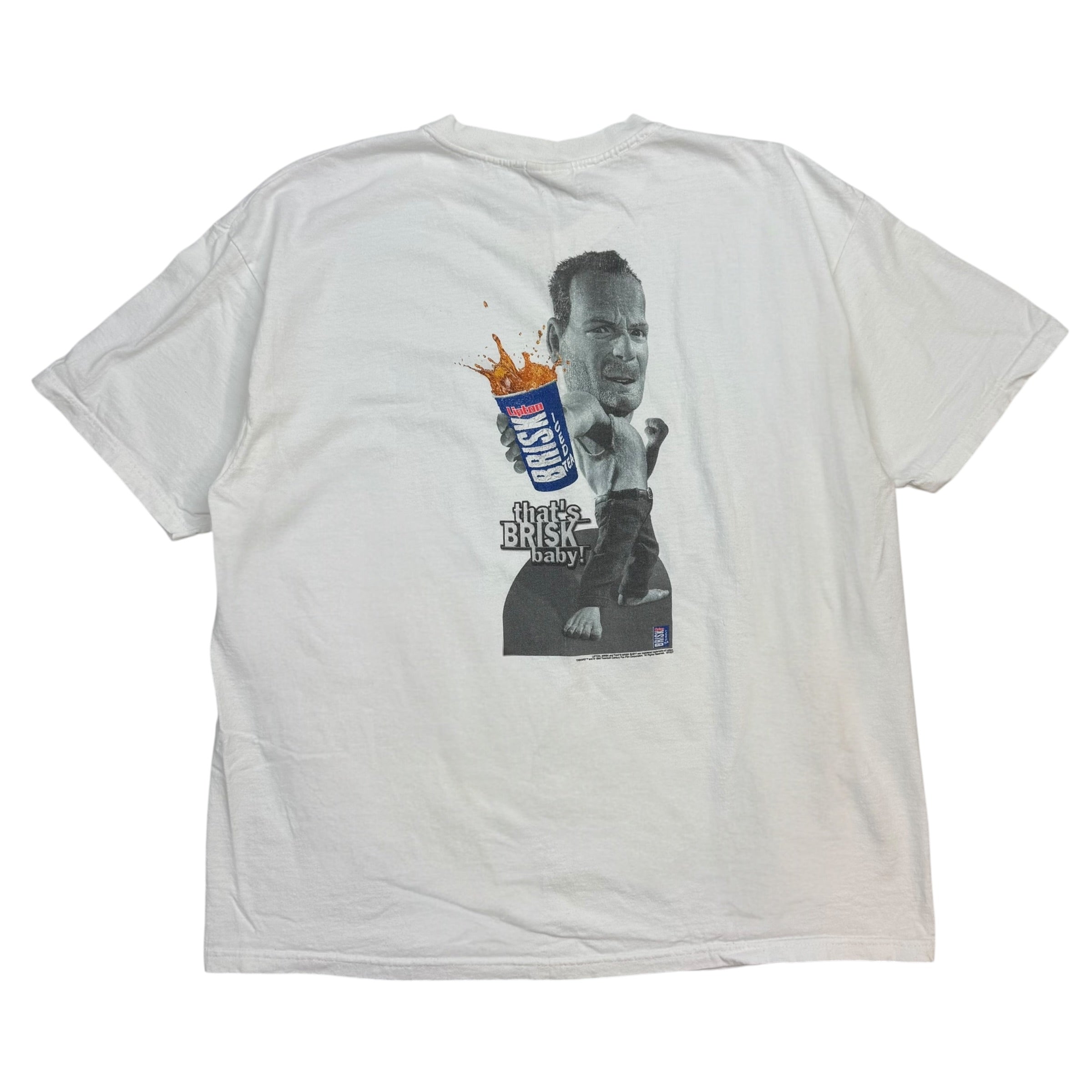 1990s Lipton Brisk Iced Tea Bruce Willis ‘That’s Brisk Baby!’ Tee White