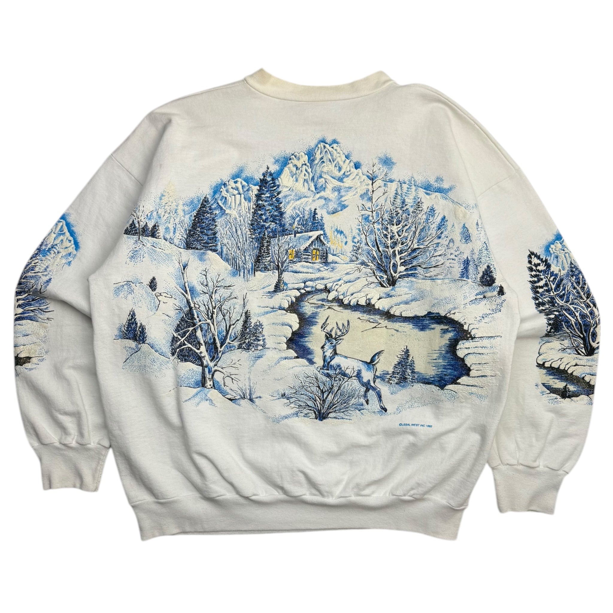 1993 Winter Postcard All Over Raised Print Sweater