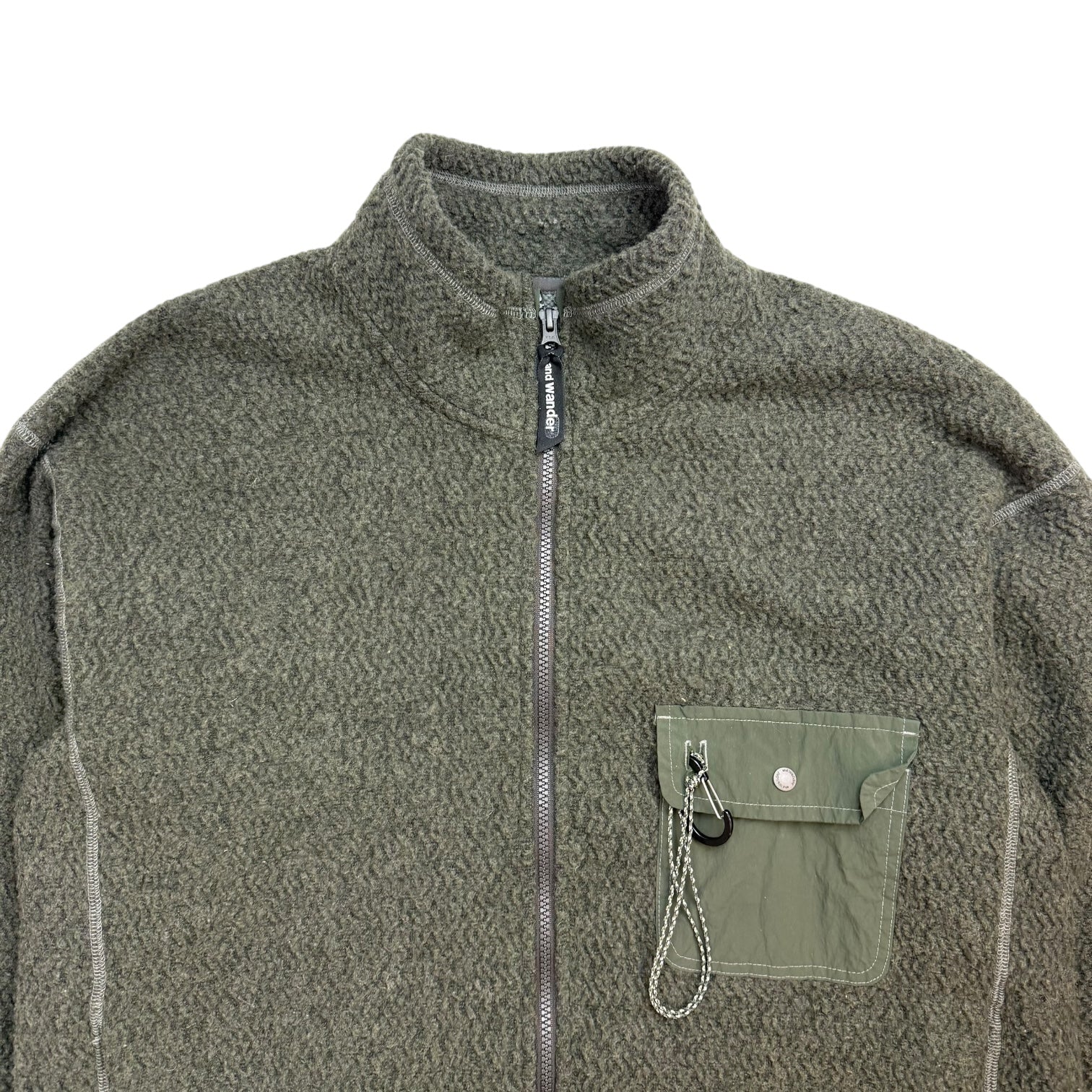 And Wander Re Wool JQ Zip Fleece Jacket Green