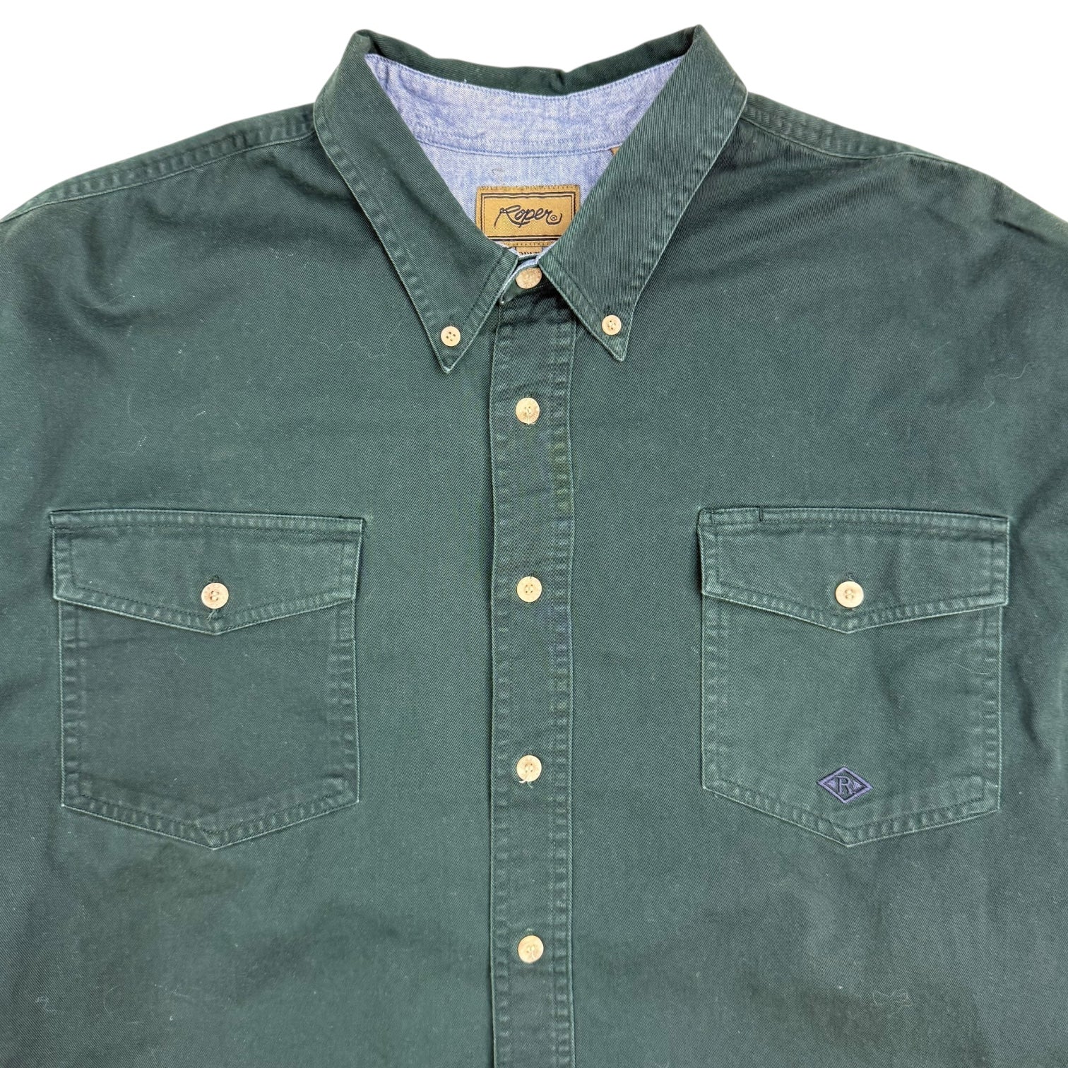 Vintage Roper Patchwork Button Up Shirt Green/Blue