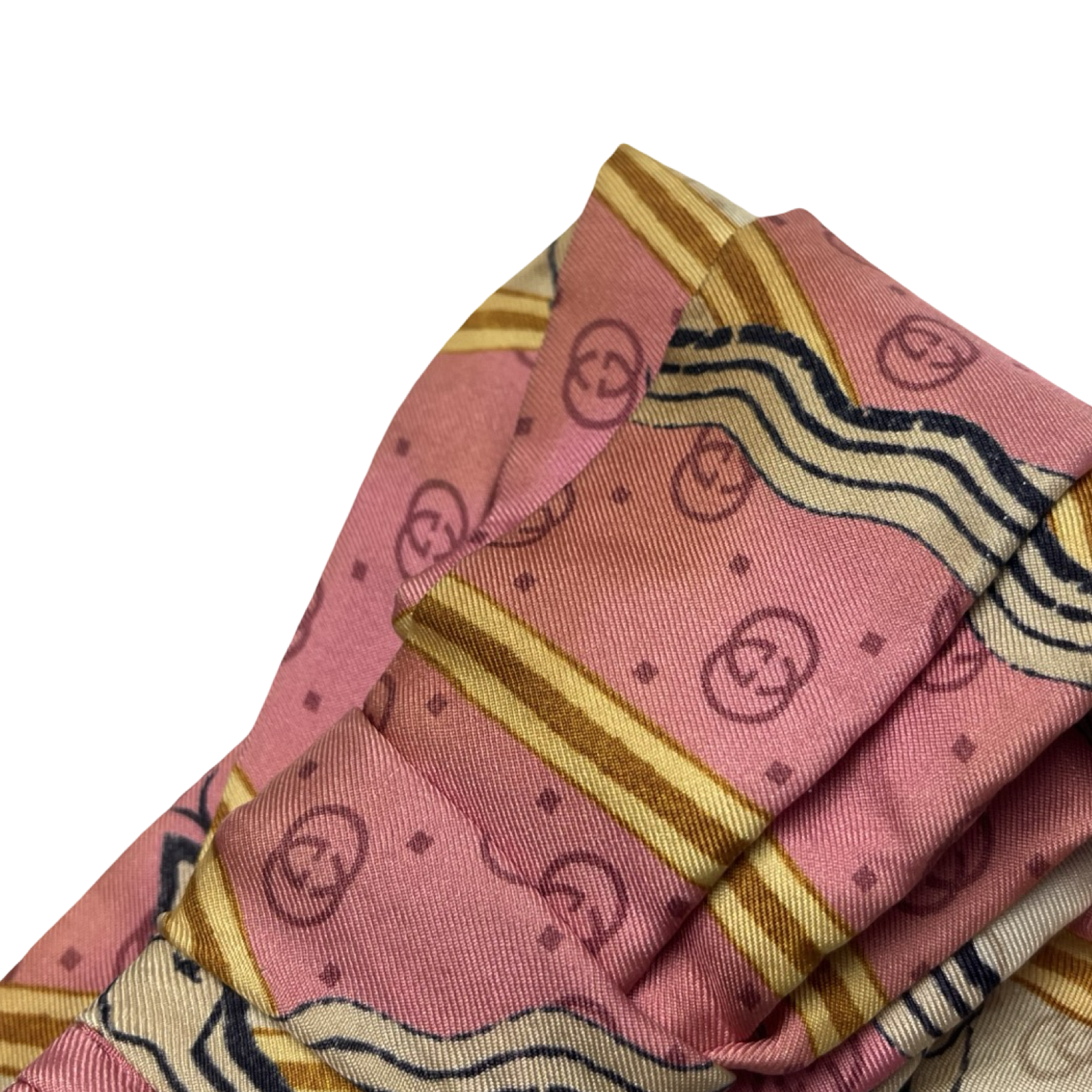 (W) Gucci Silk Headband Snake Rhombus Pink