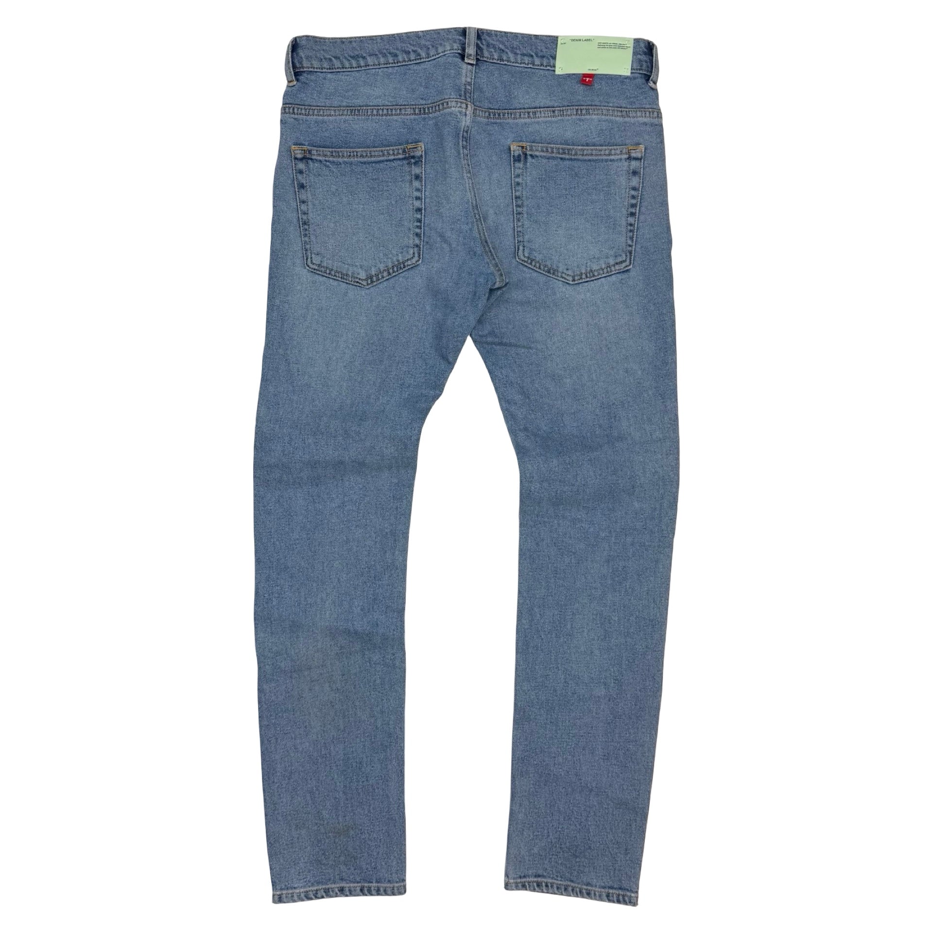 Off-White Skinny Fit Printed Stretch Denim Jeans Blue