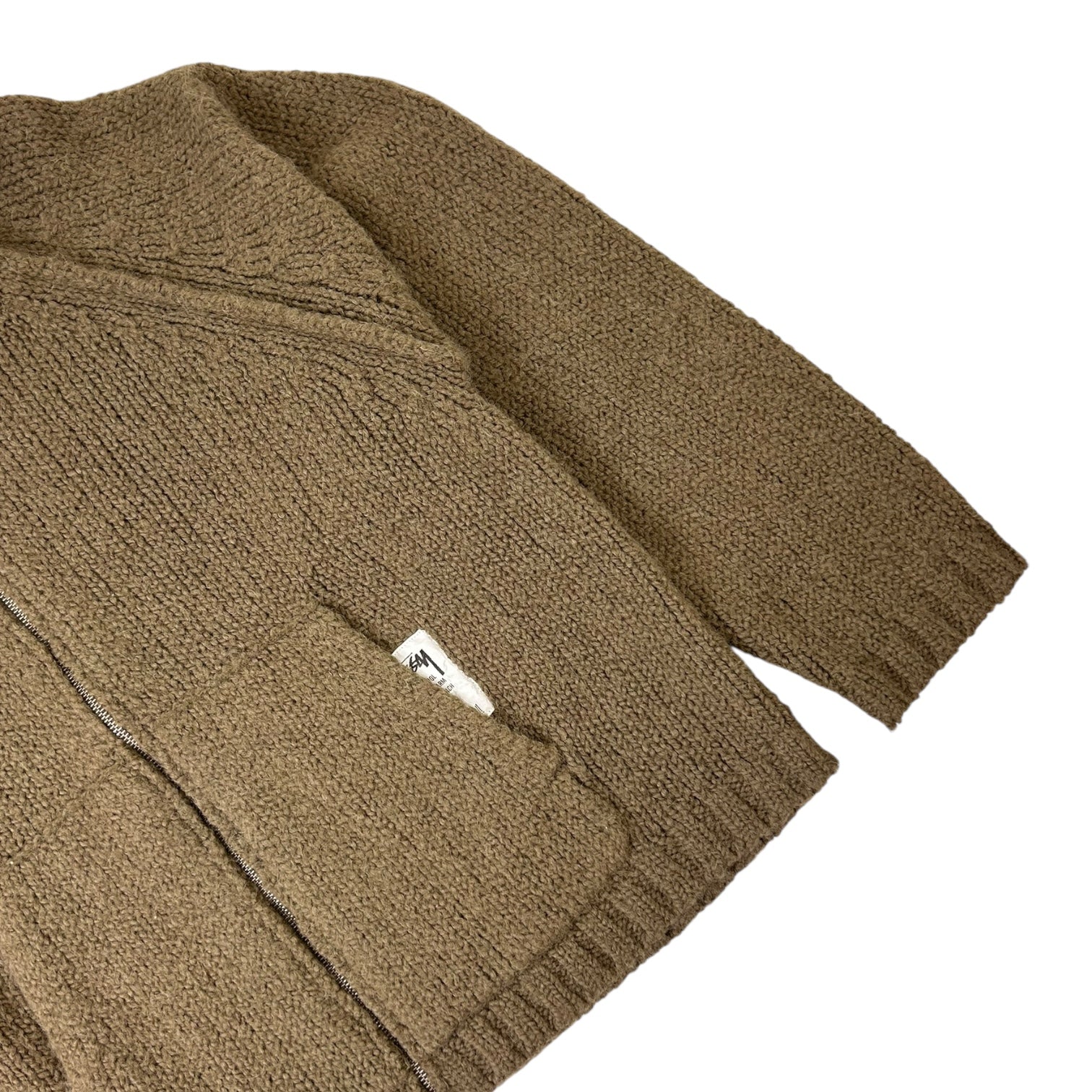 Stussy Chunky Knit Zip Up Hoodie Green