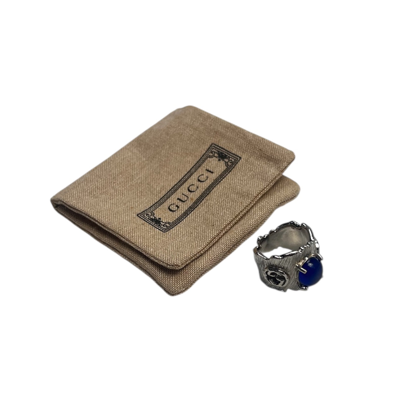 Gucci Brutalist Gem Stone Silver Ring