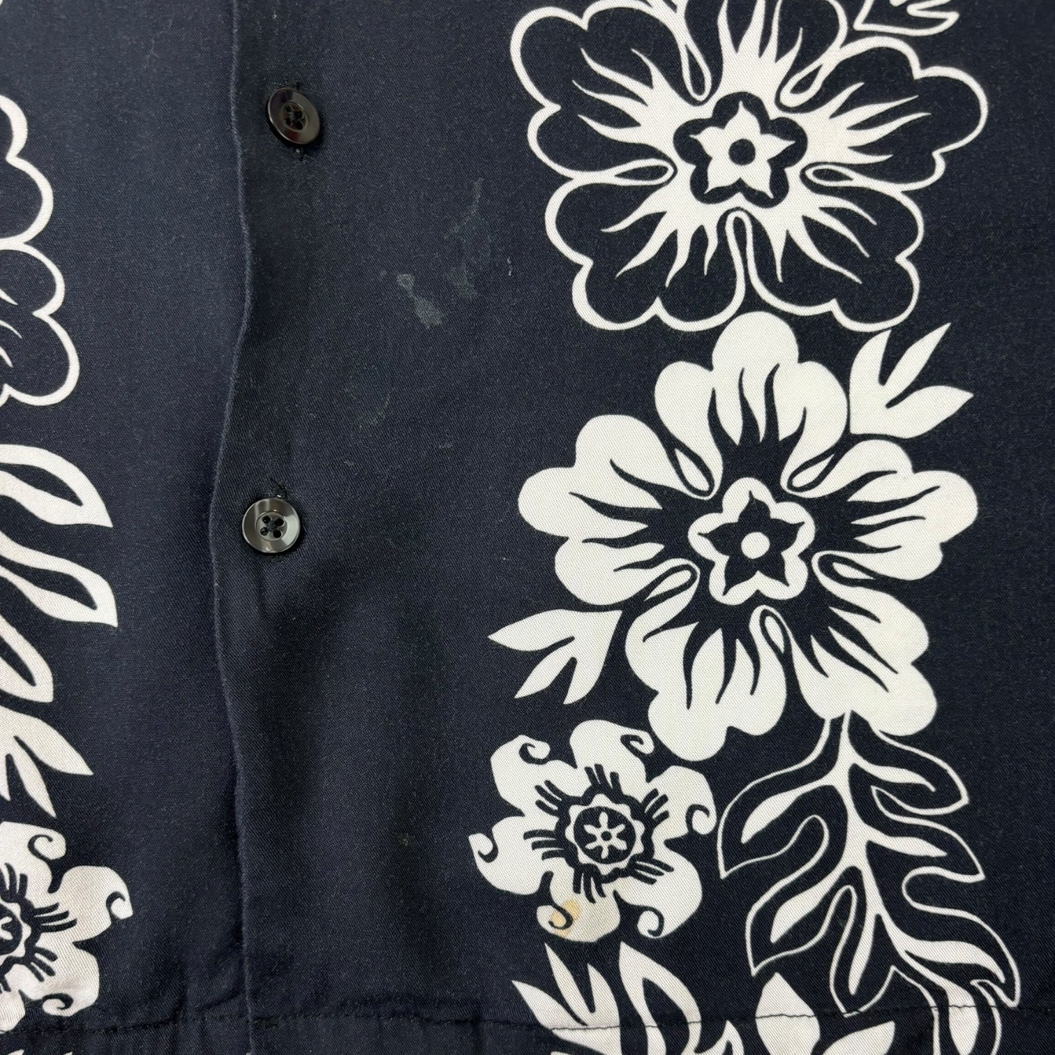 Stussy Hawaiian Patterned Button-Up T-Shirt Black