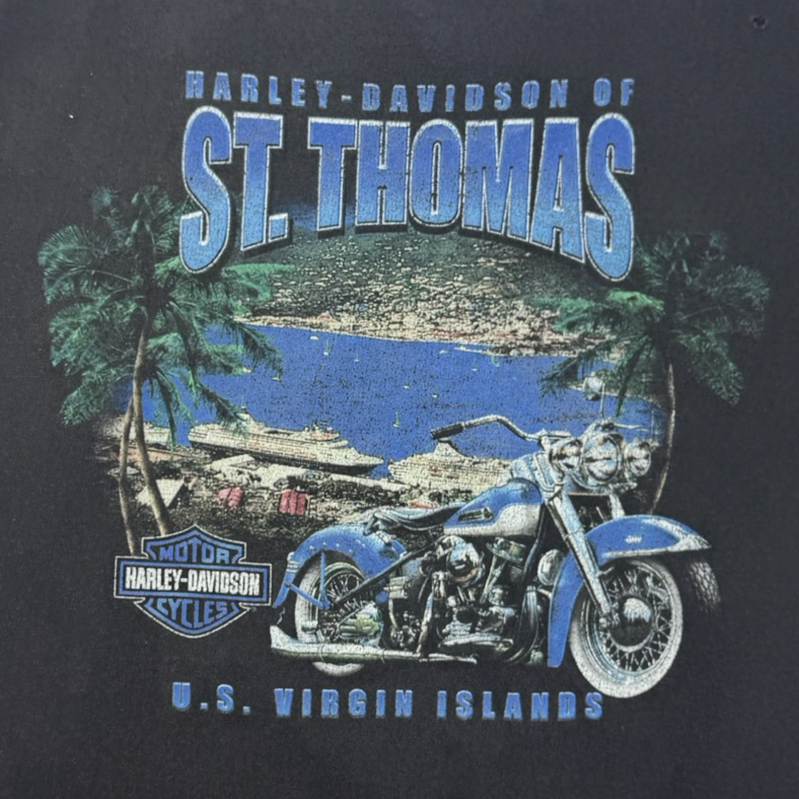 2009 Harley Davidson Flame Eagle T-Shirt Faded Black