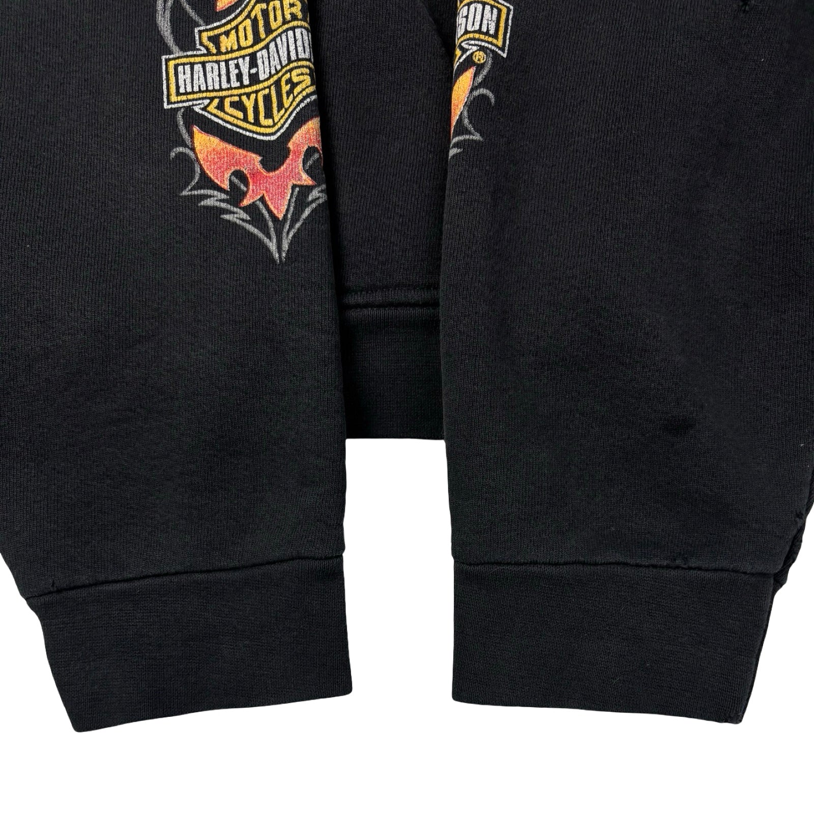 2001 Harley Davidson Kelowna BC Flame Sleeve Zip Up Hoodie