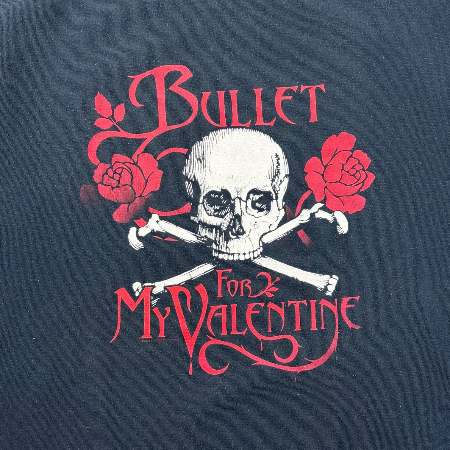 Vintage Bullet For My Valentine Roses & Skull T-Shirt Navy