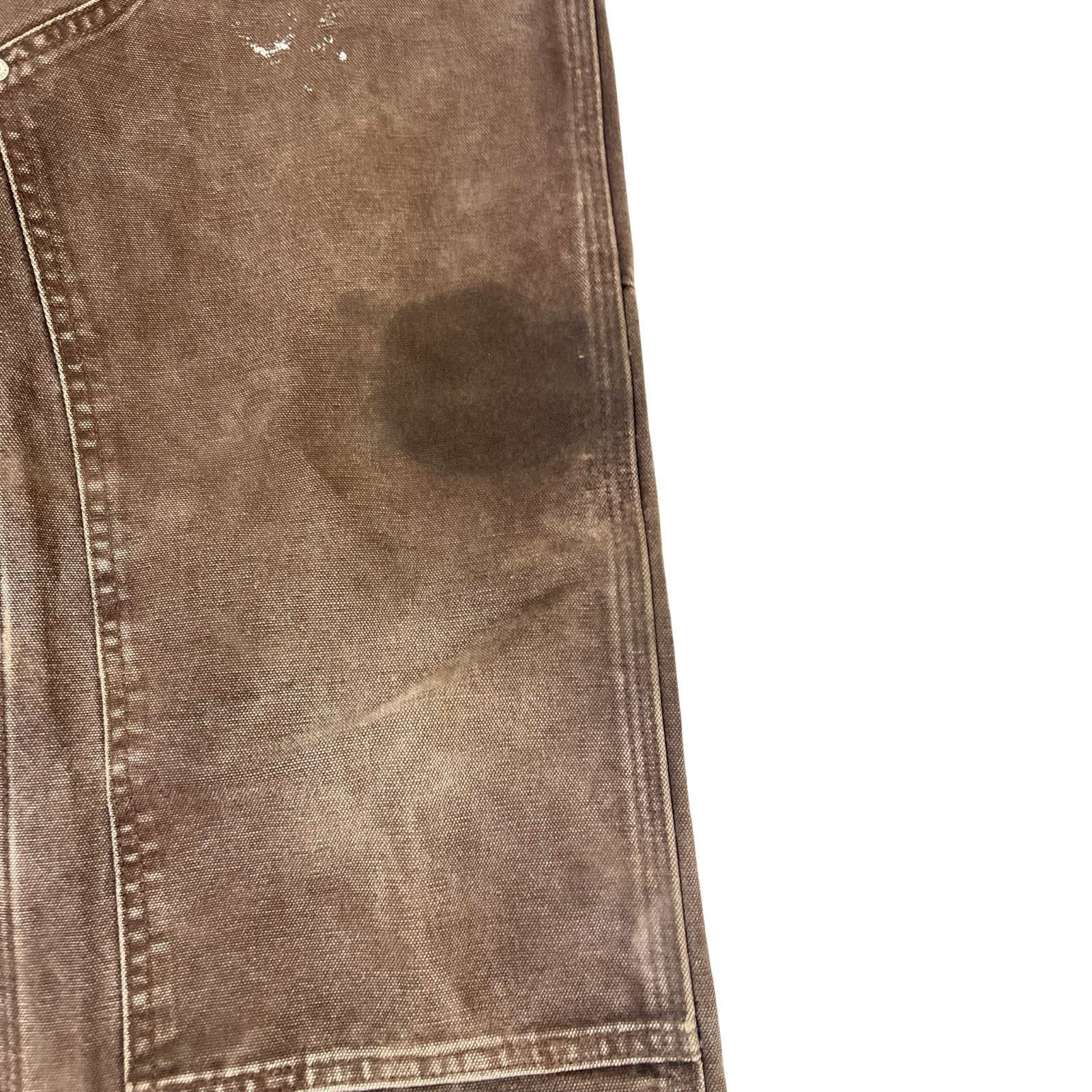 (W) Vintage Carhartt Distressed Double-Knee Canvas Work Pants Brown