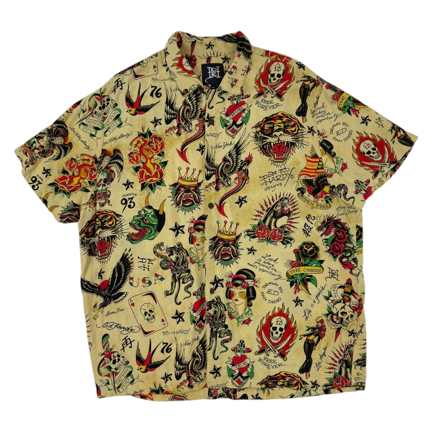 Ed Hardy All Over Print Button Up Shirt