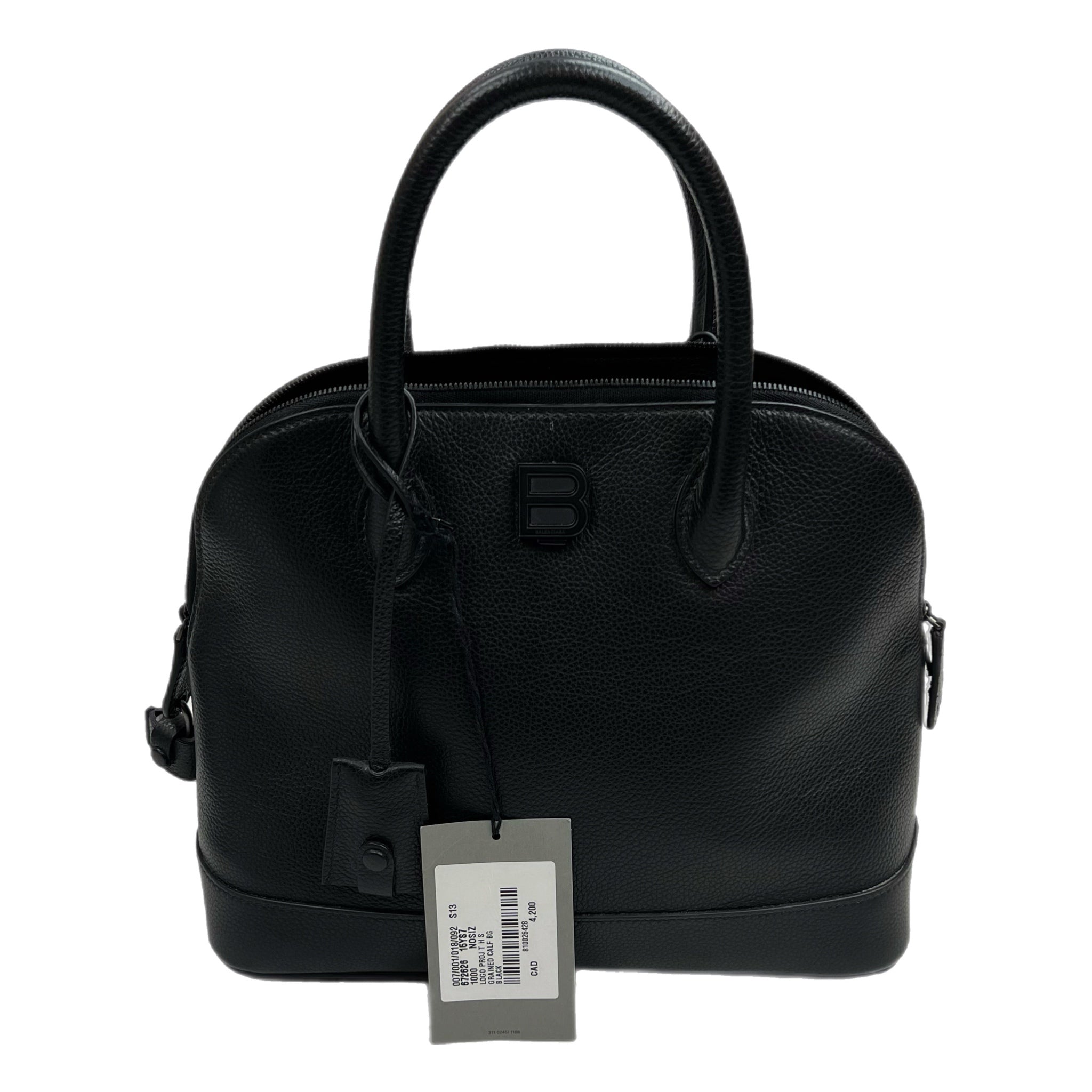 Balenciaga Calf Skin LED Logo Projector Bag Black