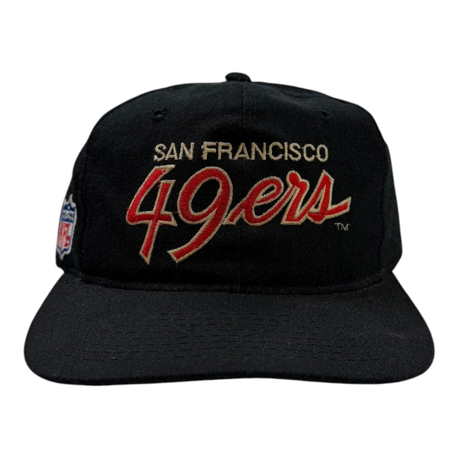 sports specialties49ersキャップ　ビンテージ Vintage Sports Specialties San Francisco 49ers Script Hat Black