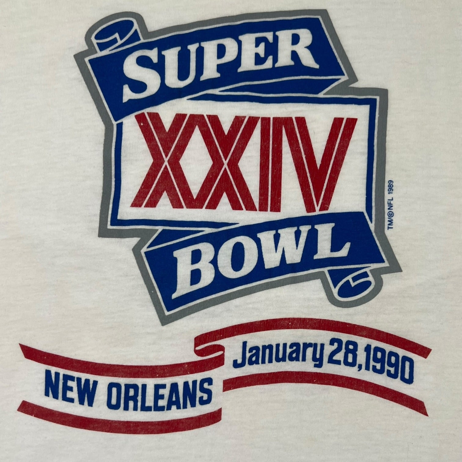 Vintage 1989 Super Bowl XXIV Ringer T-Shirt White