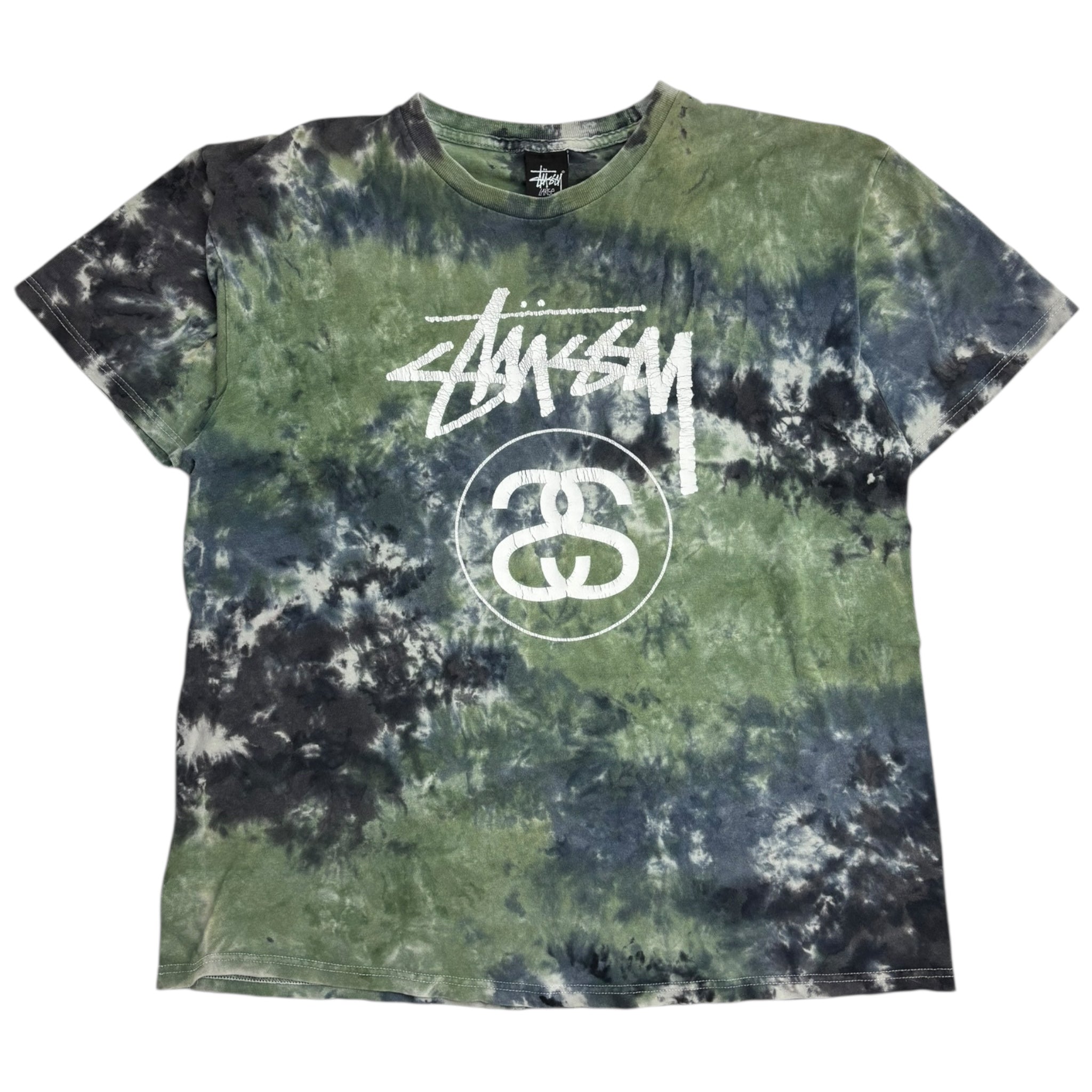 Stussy Stock Link Tie Dye Green T-Shirt
