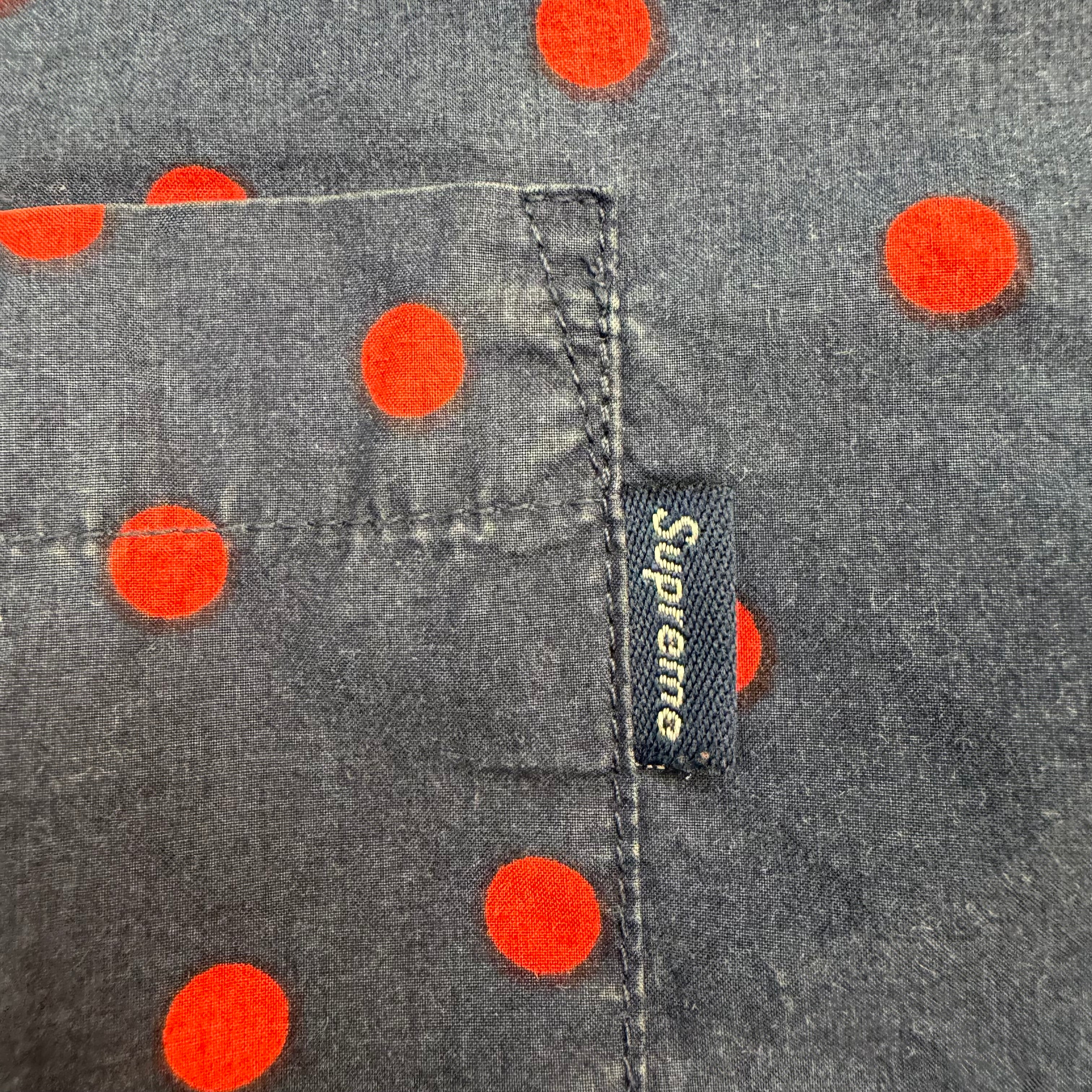 Supreme Polka Dot Button Up Navy/Red