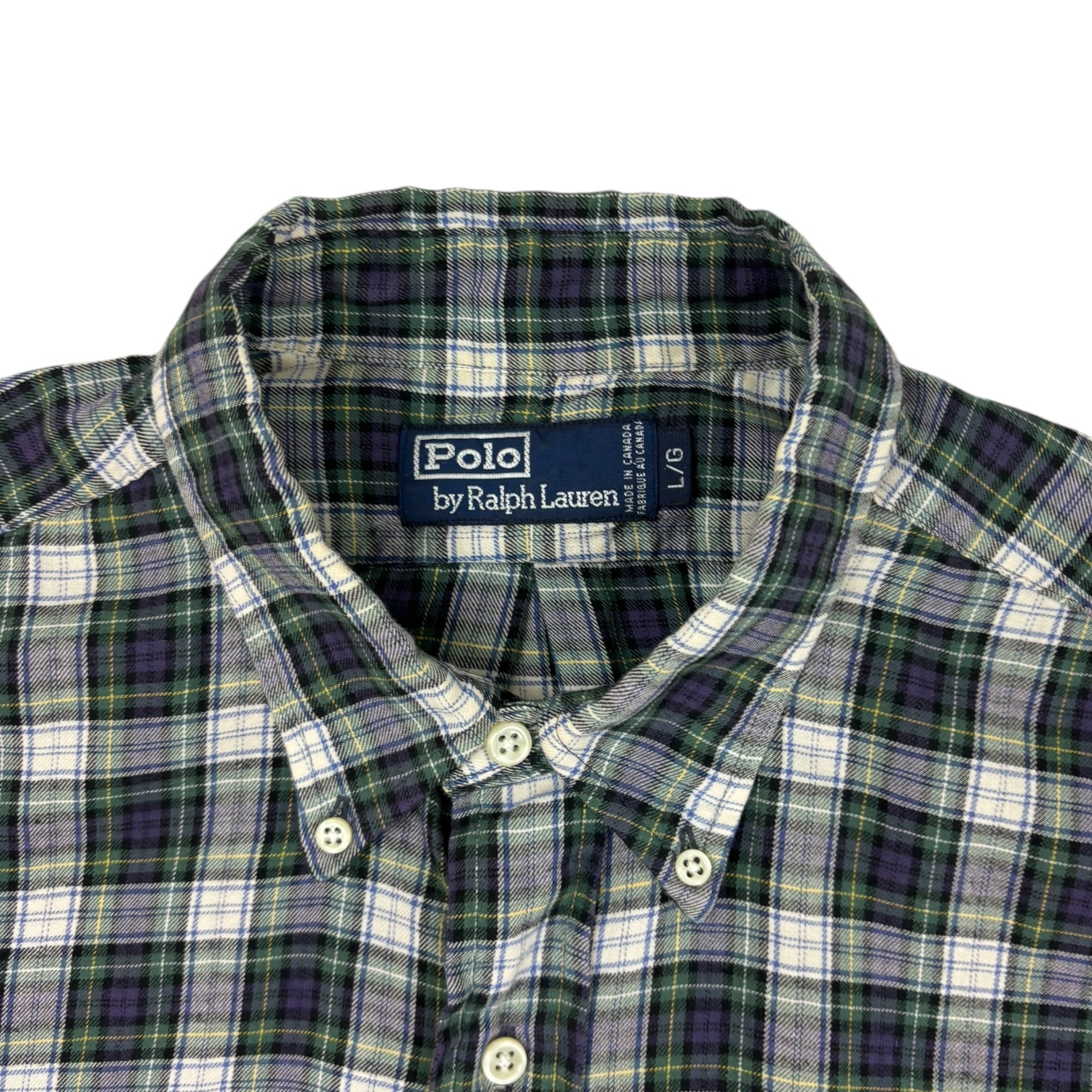 Vintage Polo Ralph Lauren Checkered Button-Up Shirt Green/Purple