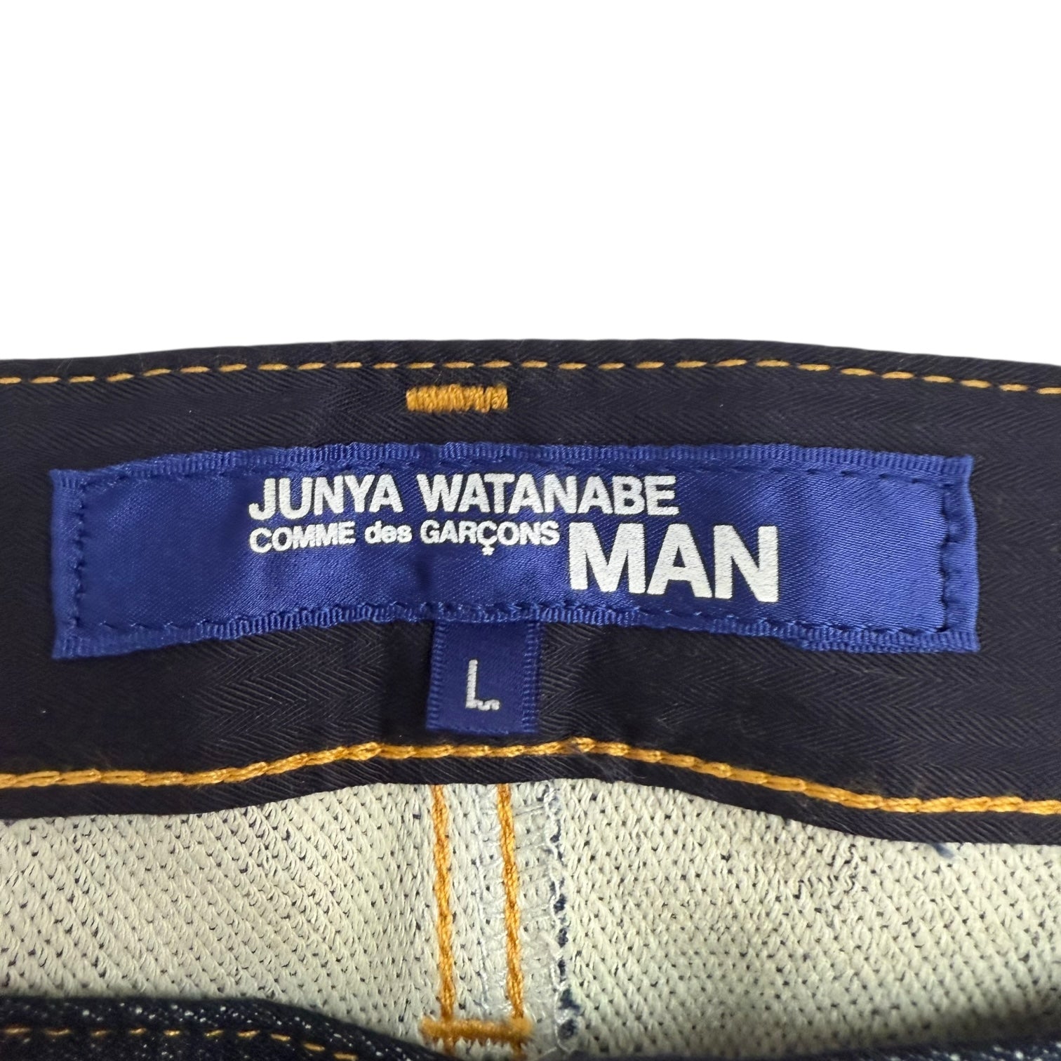 Junya Watanabe MAN Reflective Tape Denim Pants Dark Wash