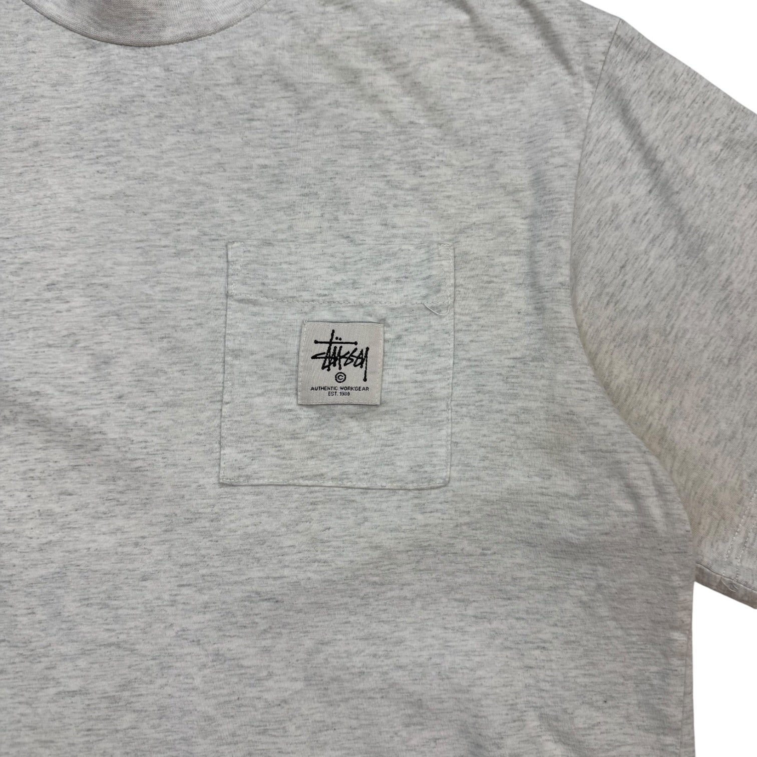 (W) Stussy Juno Boxy Mock Neck Crop Tee Heather Grey