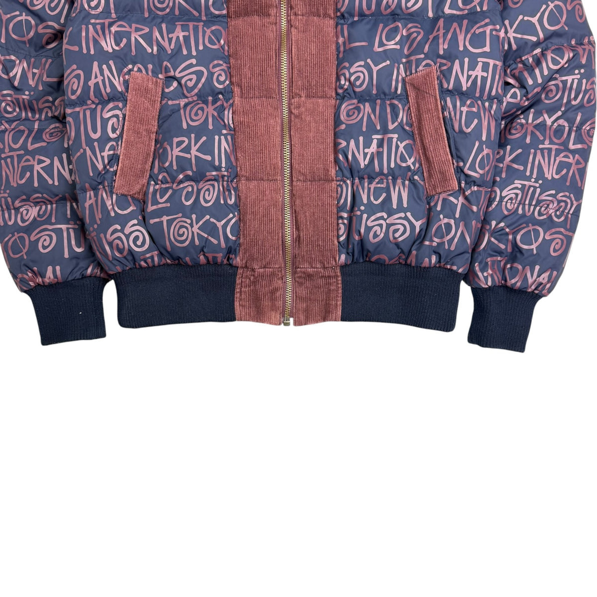 Stussy World Tour Puffer Jacket Blue