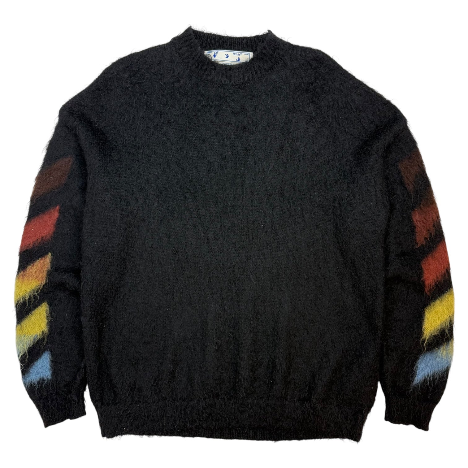 Off-White Diagonal Brushed Mohair Sweater Black