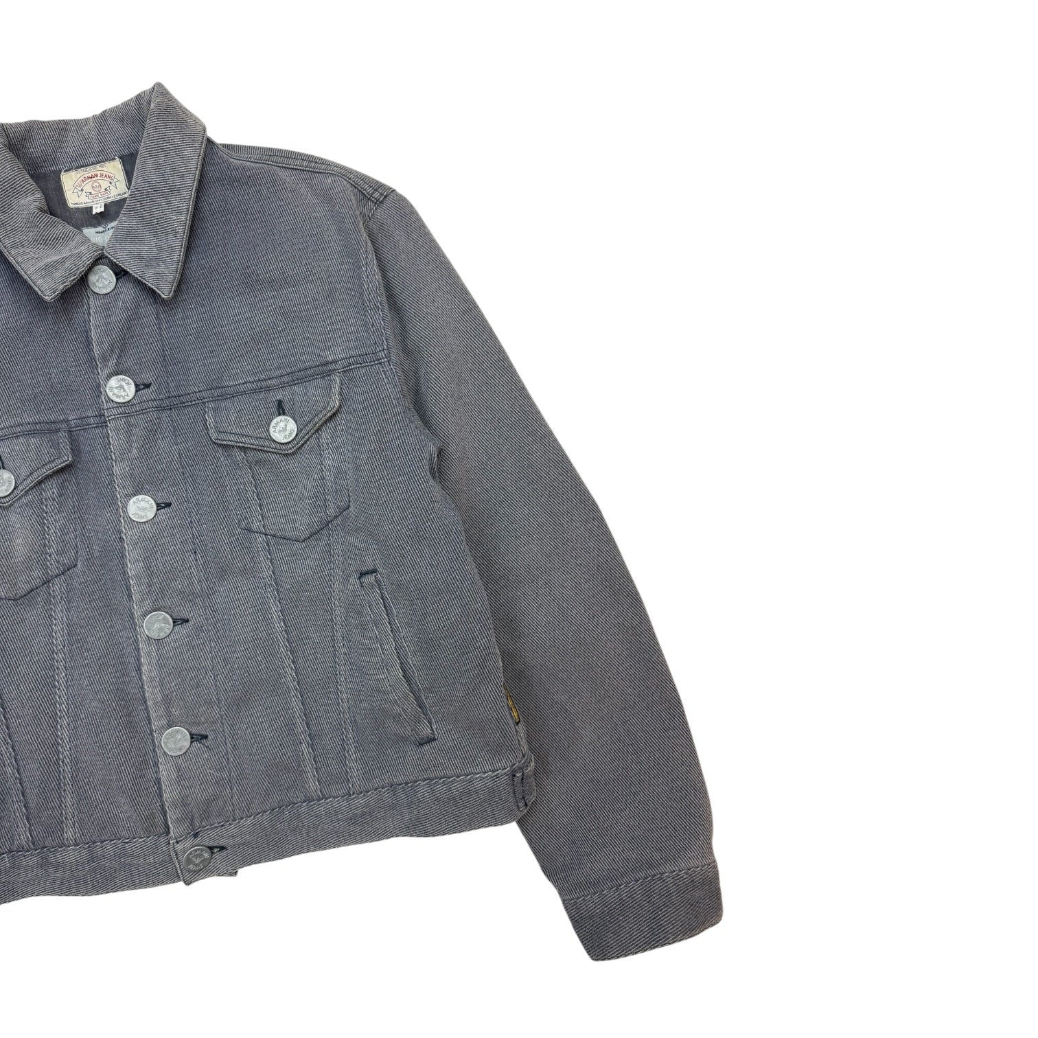 Vintage Armani Jeans Quilted Trucker Jacket Grey
