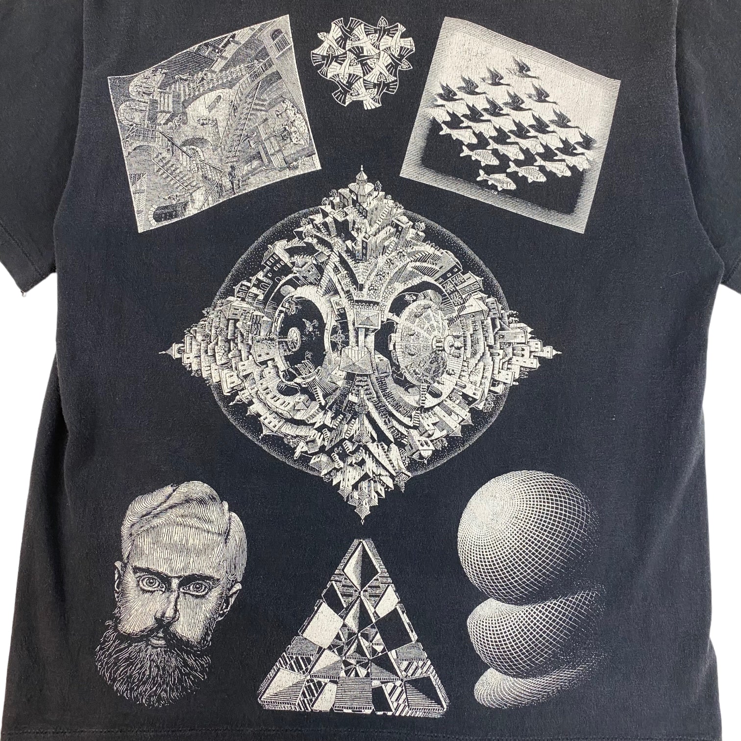 1991 M.C Escher All Over Print T-Shirt Black