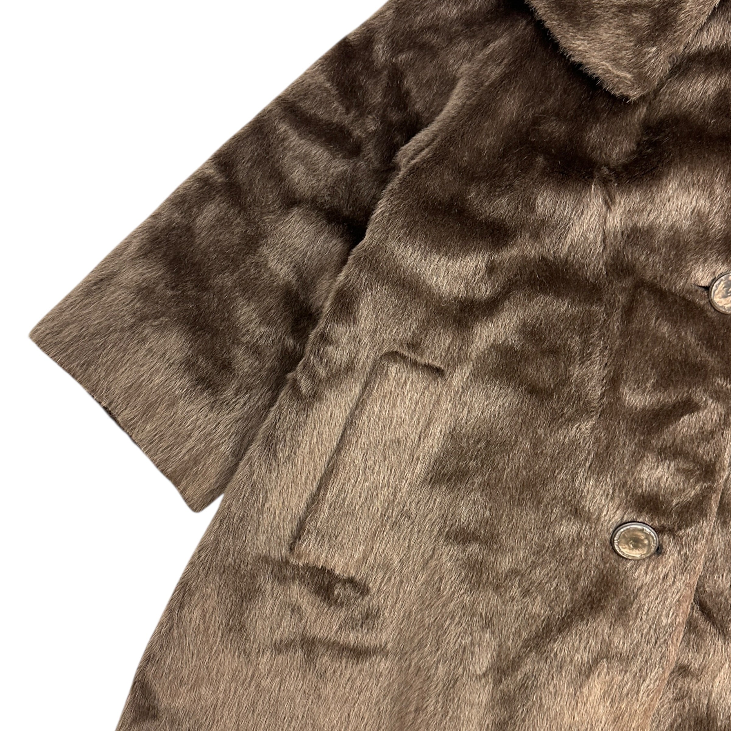 (W) Faux Fur Collared Teddy Coat Brown