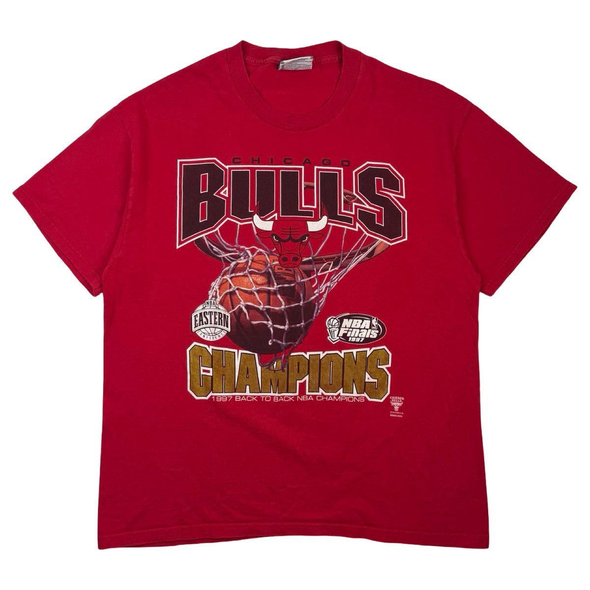 1997  Champions Chicago Bulls NBA Finals T-Shirt Red