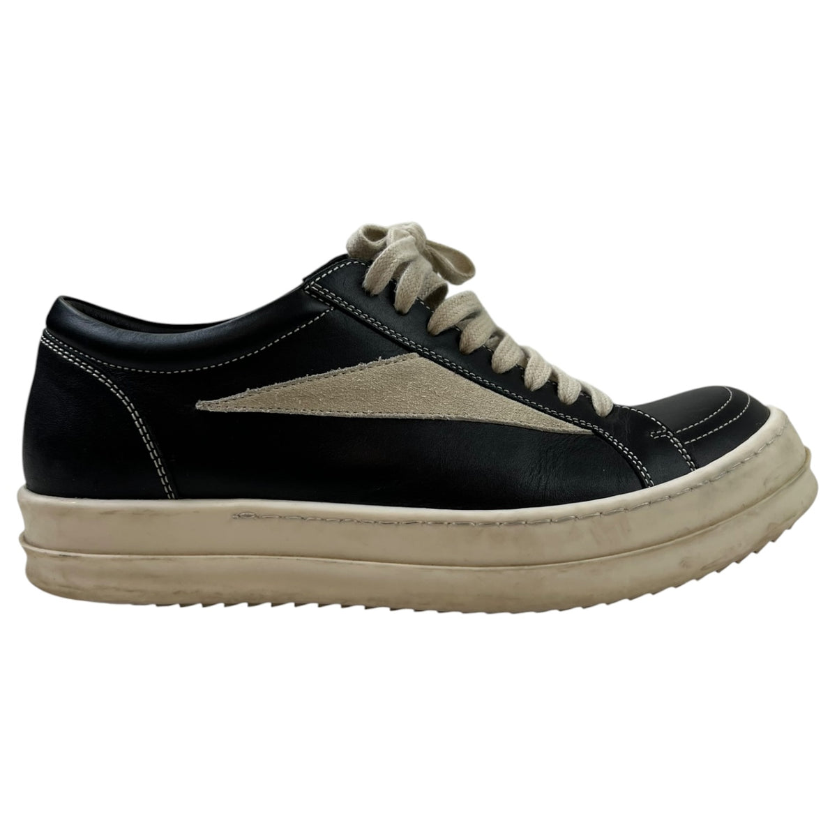 Rick Owen’s Vintage Low Top Sneaker Black and Milk Leather