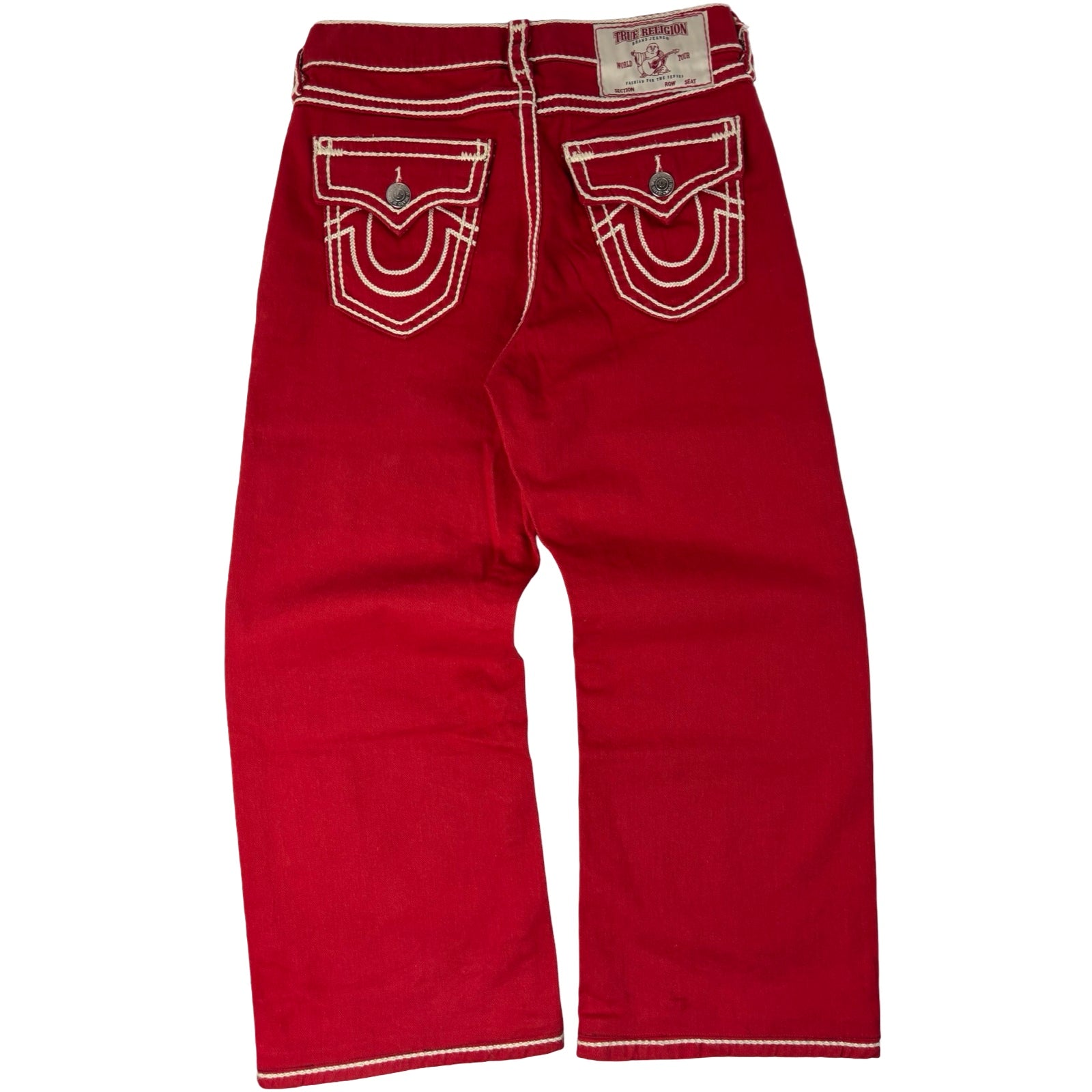 True Religion Vinny Ultra Baggy Denim Embroidered Bottoms Red