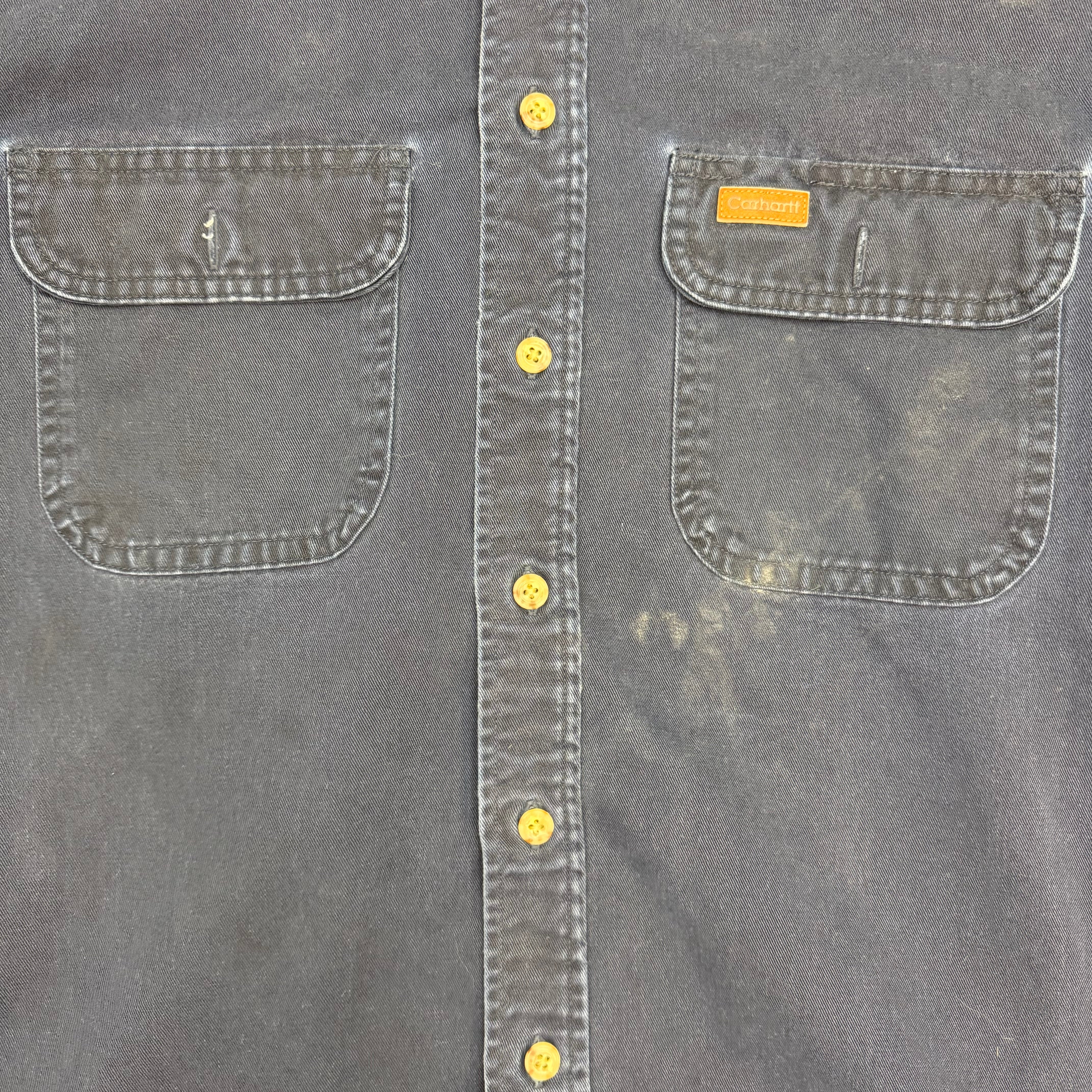 Vintage Carhartt Button Up Hunting Shirt Navy