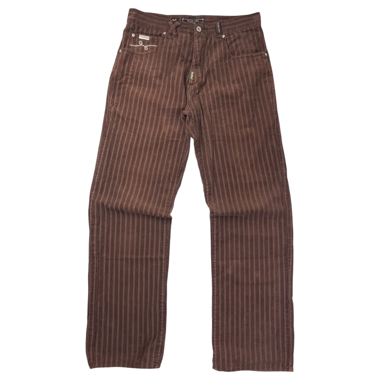 Vintage LRG Flared Chain Stitch Embroidered Corduroy Bottoms